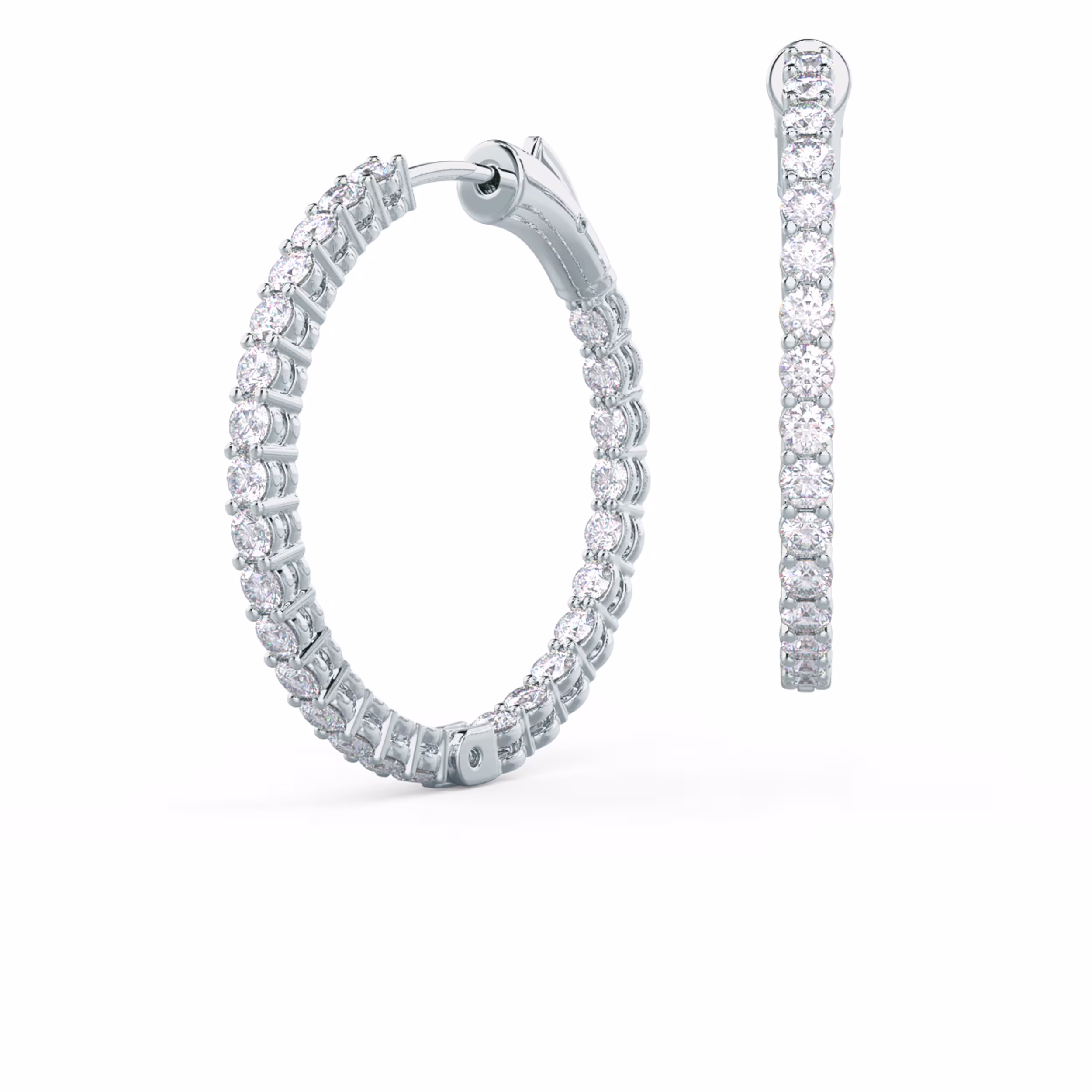1.5 ctw Round Diamonds Prong-Set Inside Out Hoop Earrings in 14 Karat White Gold (Main View)