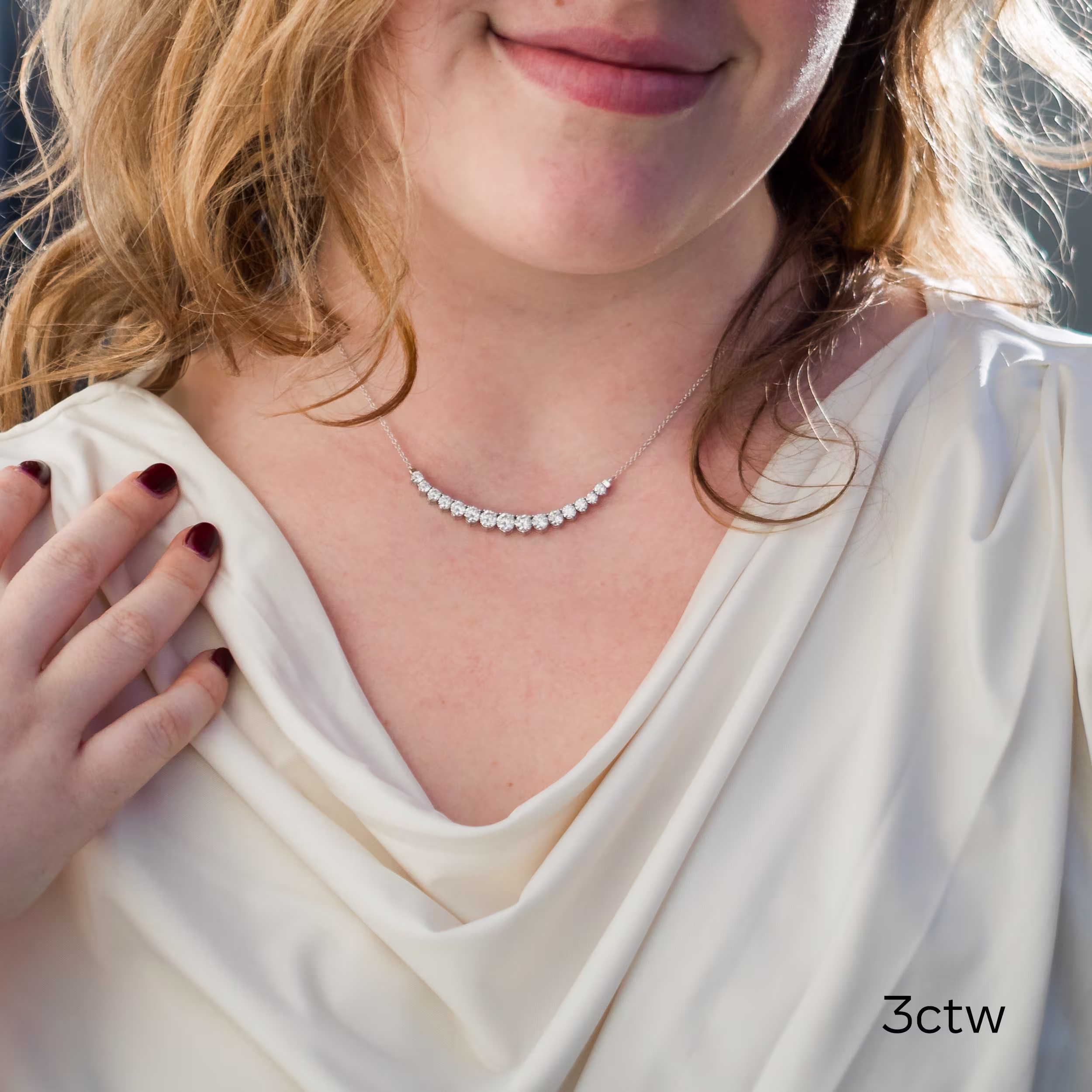 3.0 ct Round Brilliant Diamonds 3ctw Diamond Mini Riviera Choker in 14k White Gold in 14kt White Gold (Main View)