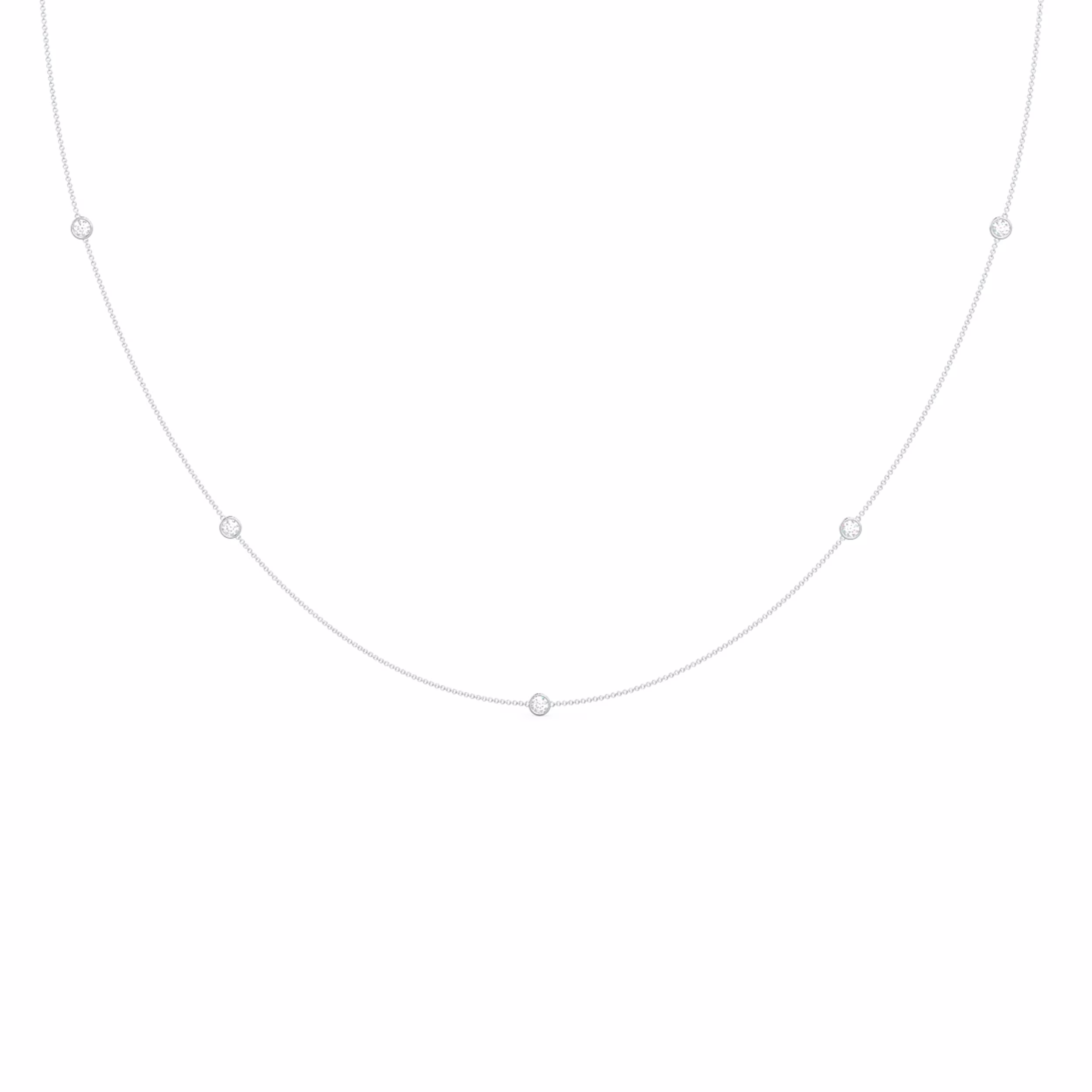 14kt White Gold 0.25ctw Five Diamond Station Necklace in 14k White Gold featuring High Quality 0.25 ct Round Diamonds (Main View)