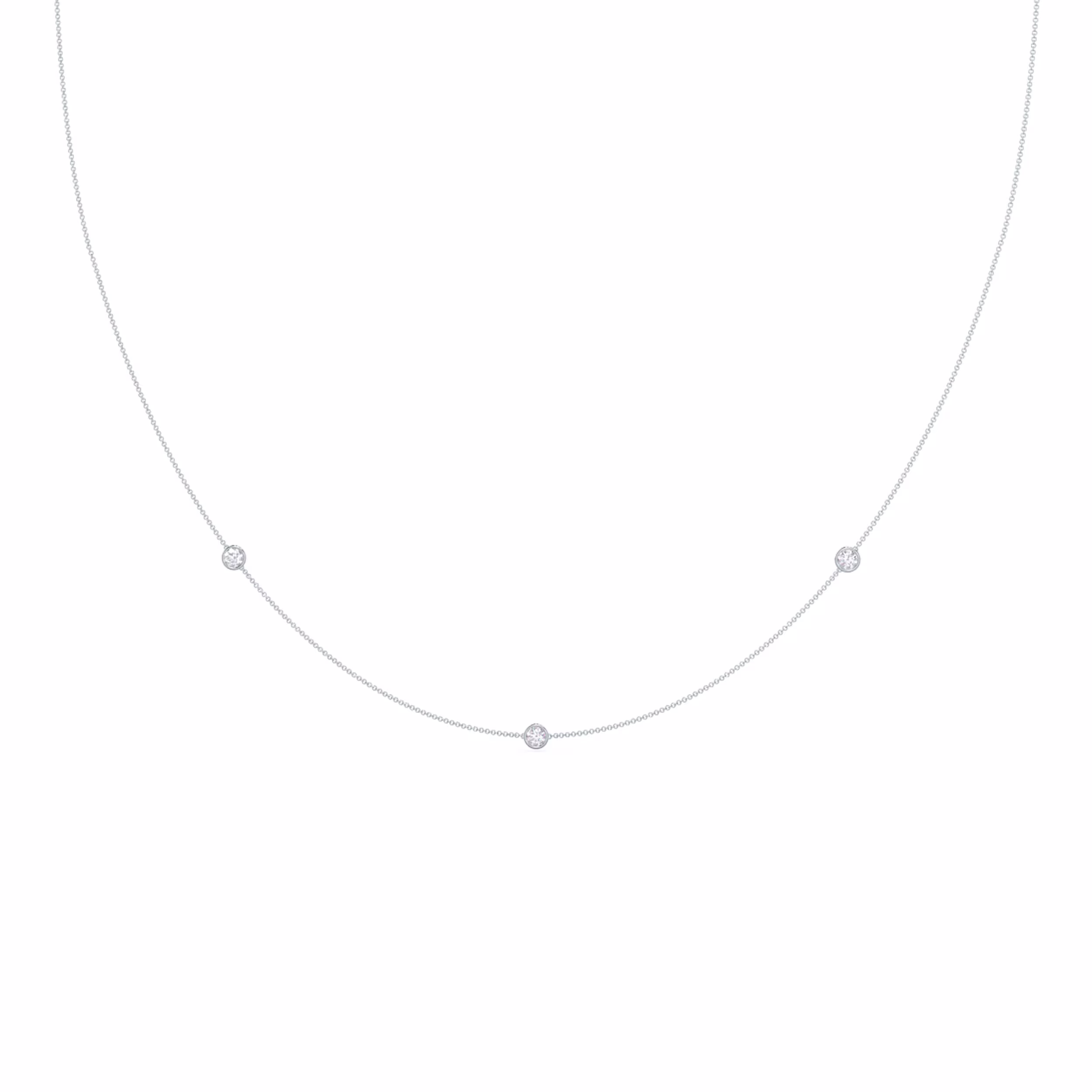 0.3 ct Round Brilliant Lab Diamonds 0.3ctw Triple Diamond Station Necklace in 14k White Gold in 14 Karat White Gold (Main View)