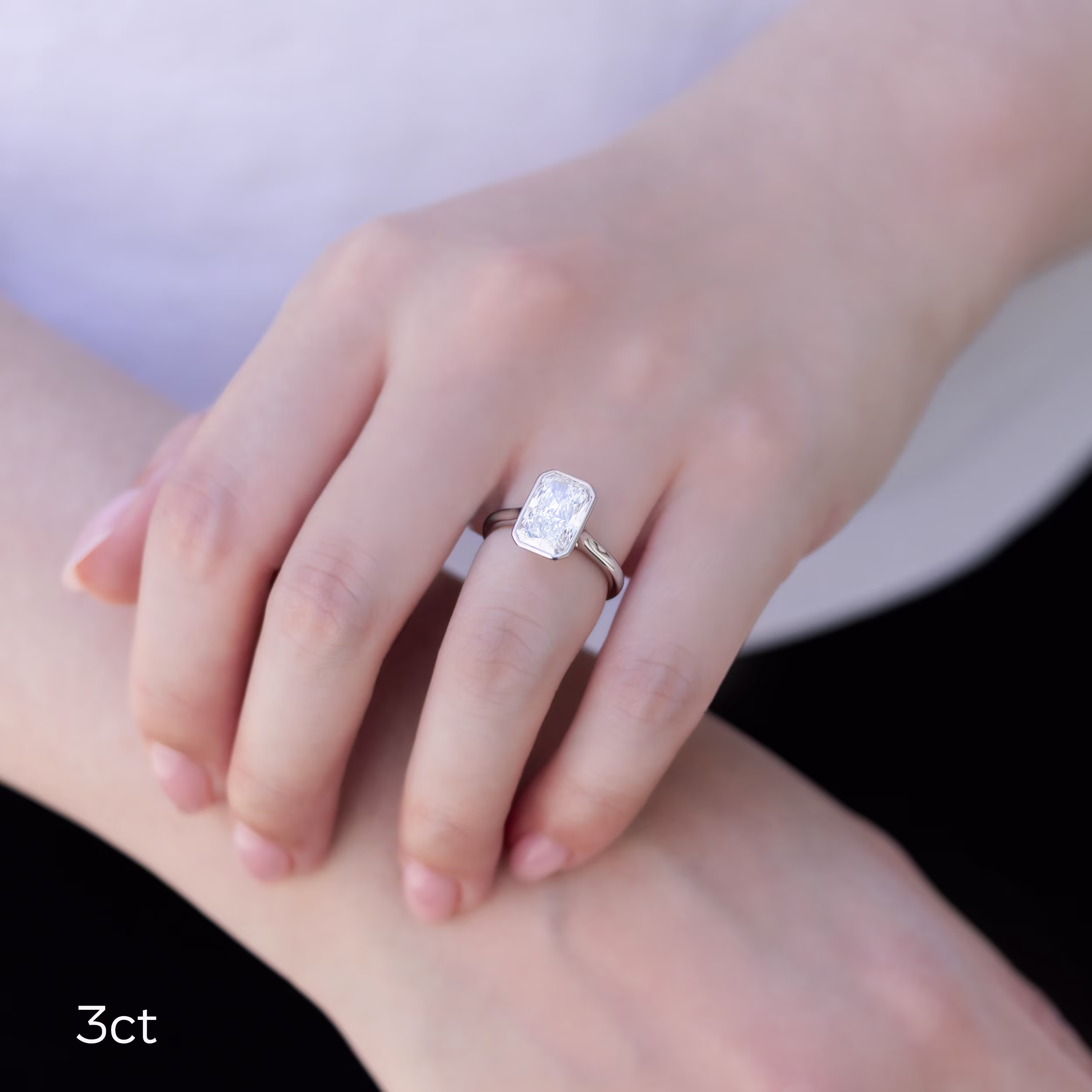 Hand Selected 3.0 Carat Lab Grown Diamonds Bezel Solitaire in Platinum (Main View)