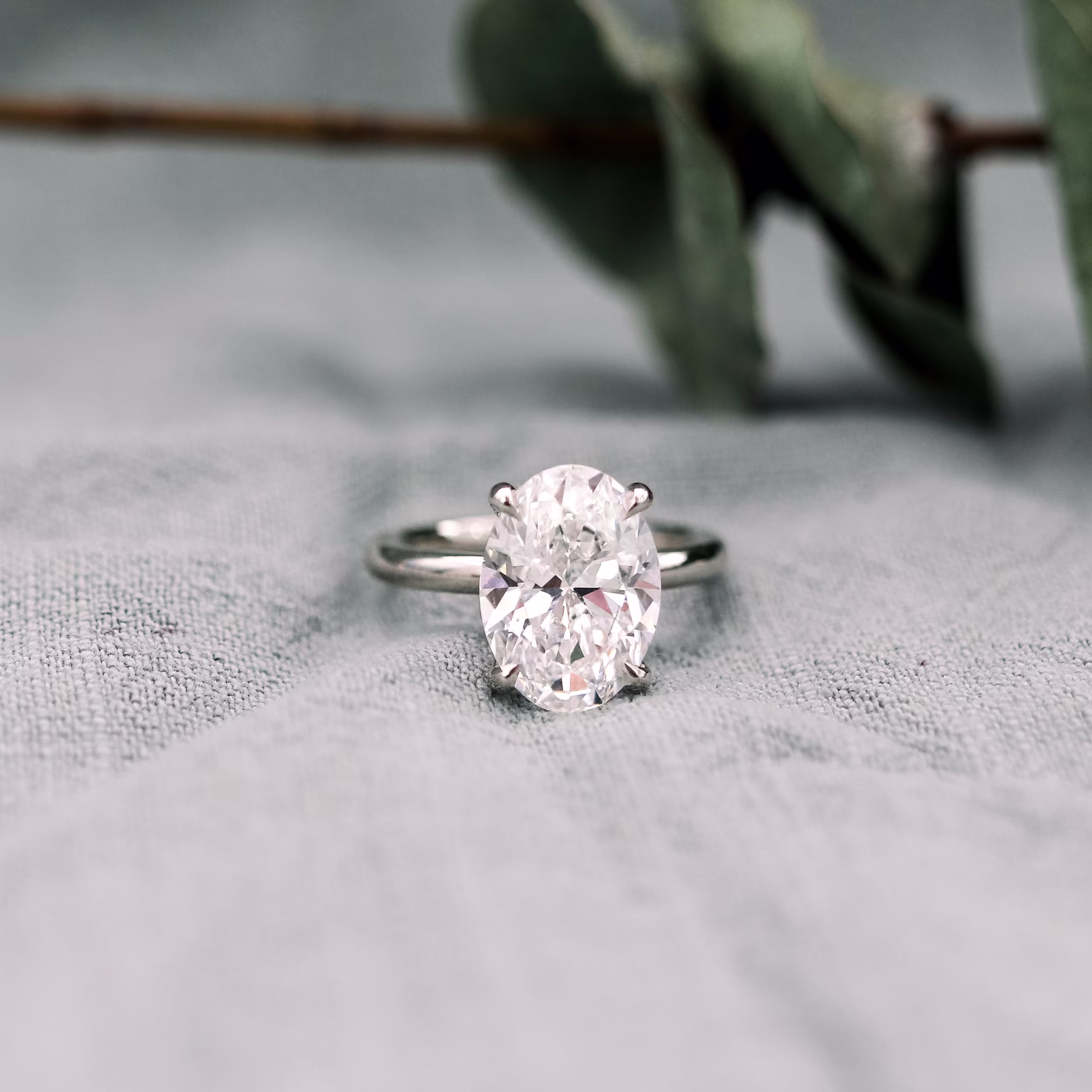 High Quality 5.0 Carat Lab Diamonds Oval Classic Four Prong Solitaire in Platinum (Main View)