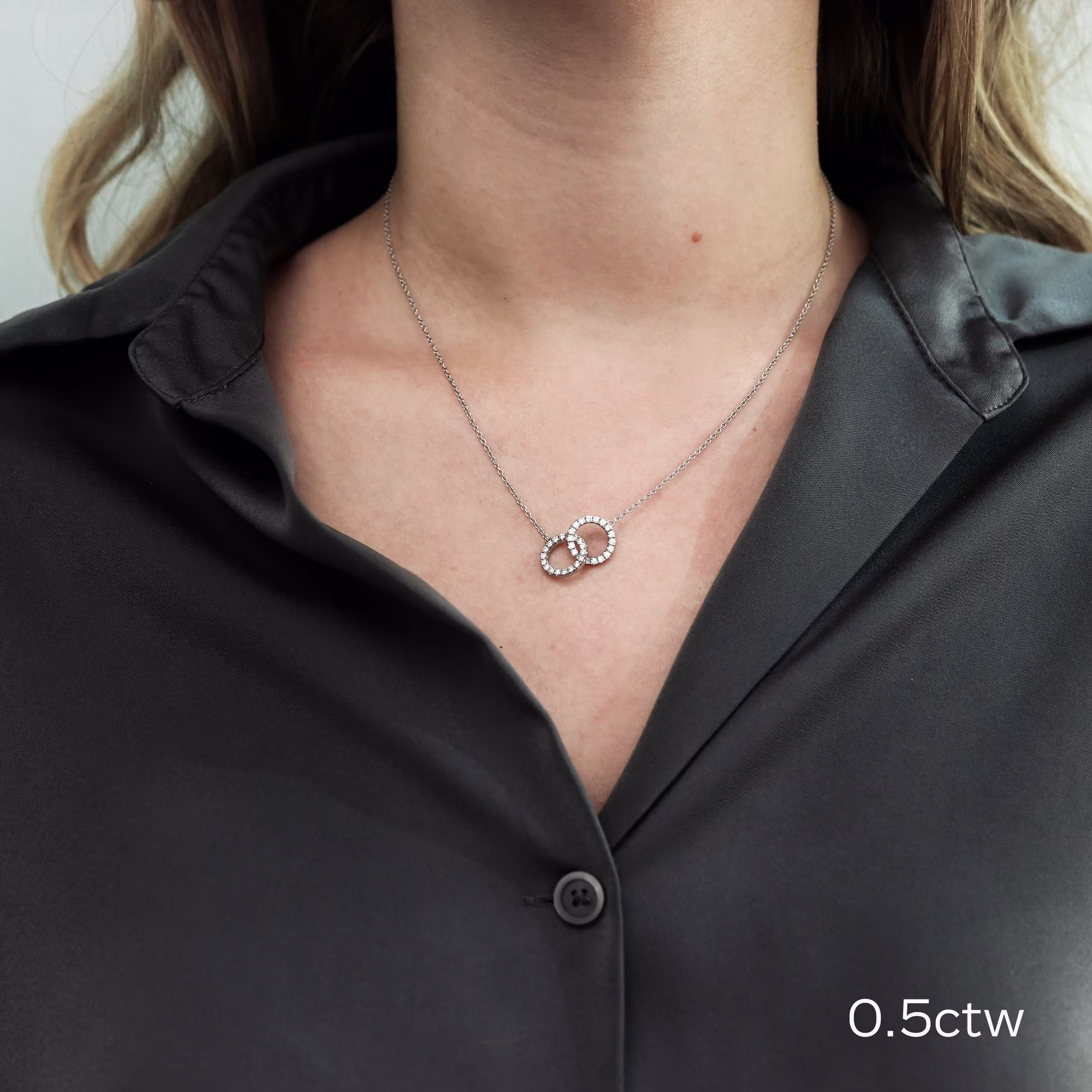 Platinum 0.5ctw Double Open Circle Diamond Pendant in Platinum featuring 0.5 Carat Round Diamonds (Main View)