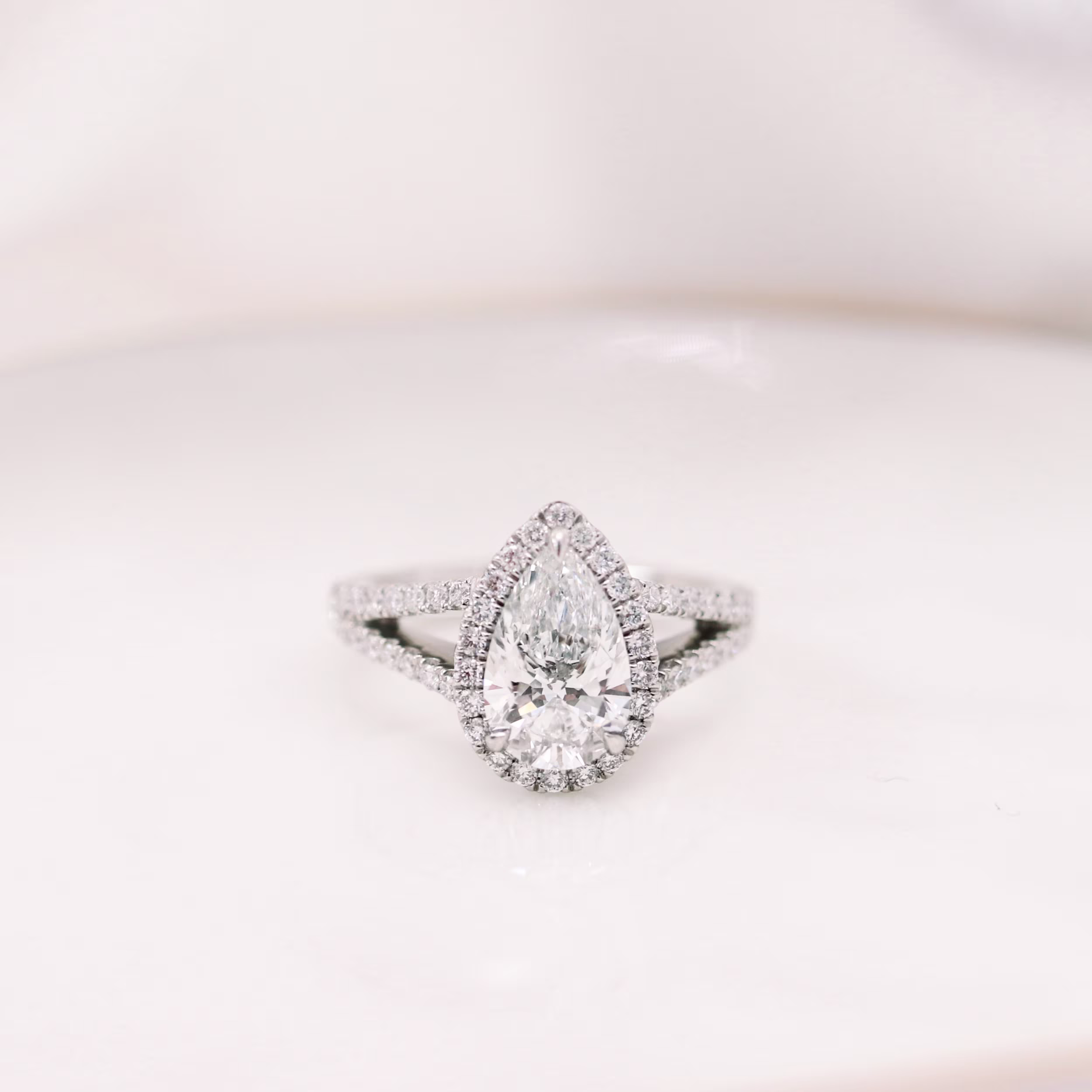 1.5 Carat Diamonds Single Halo Split Shank Setting in Platinum (Main View)