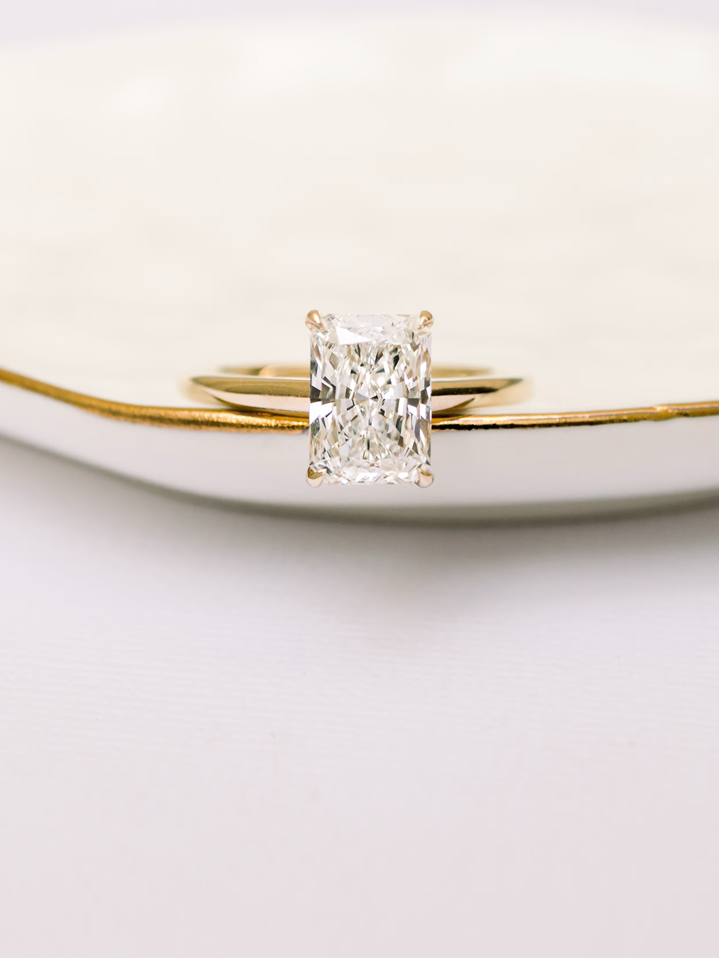 Radiant Cathedral Solitaire featuring High Quality Lab Diamonds (Profile View)