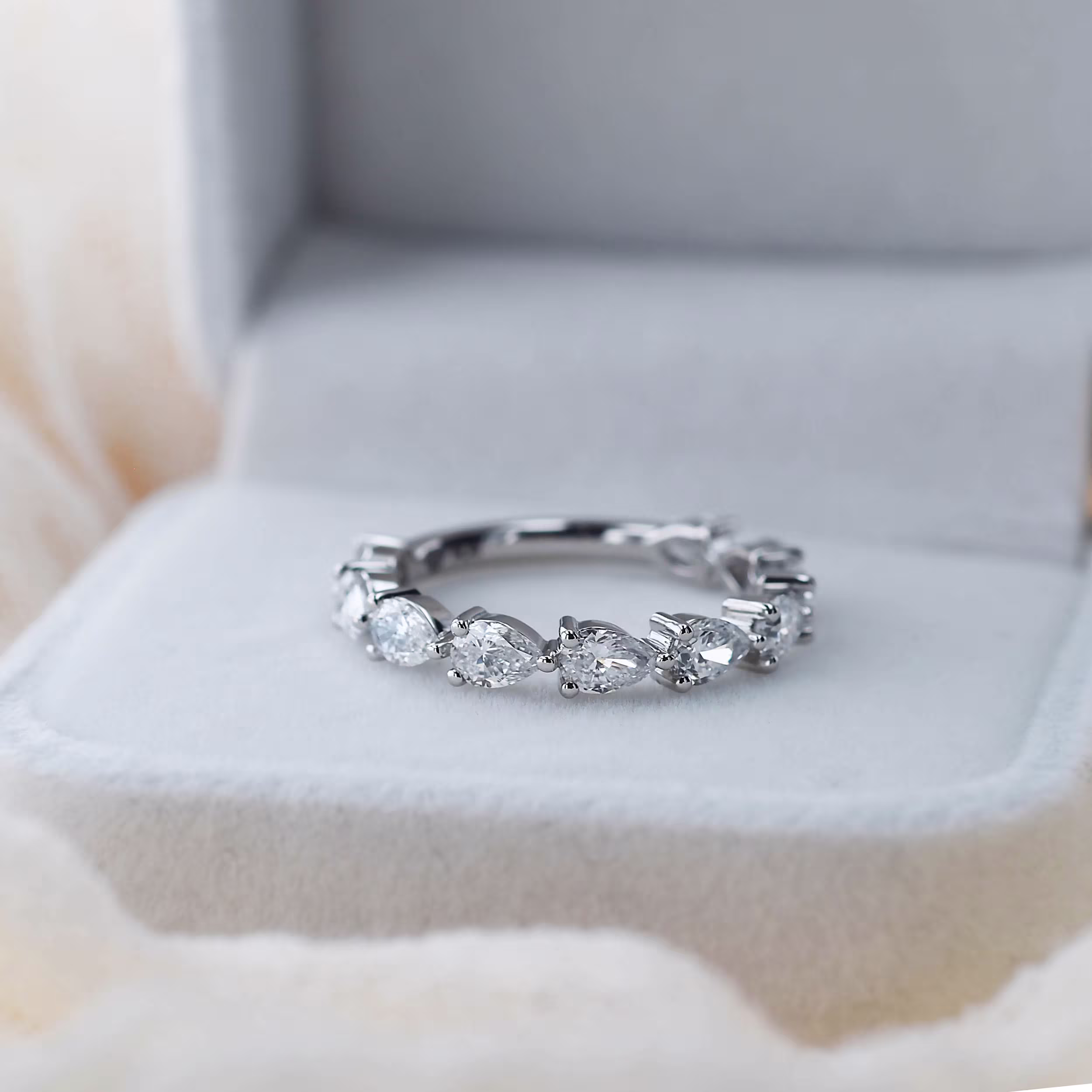 Platinum Pear East-West Three Quarter Band featuring 1.5 ct Lab Diamonds (Main View)