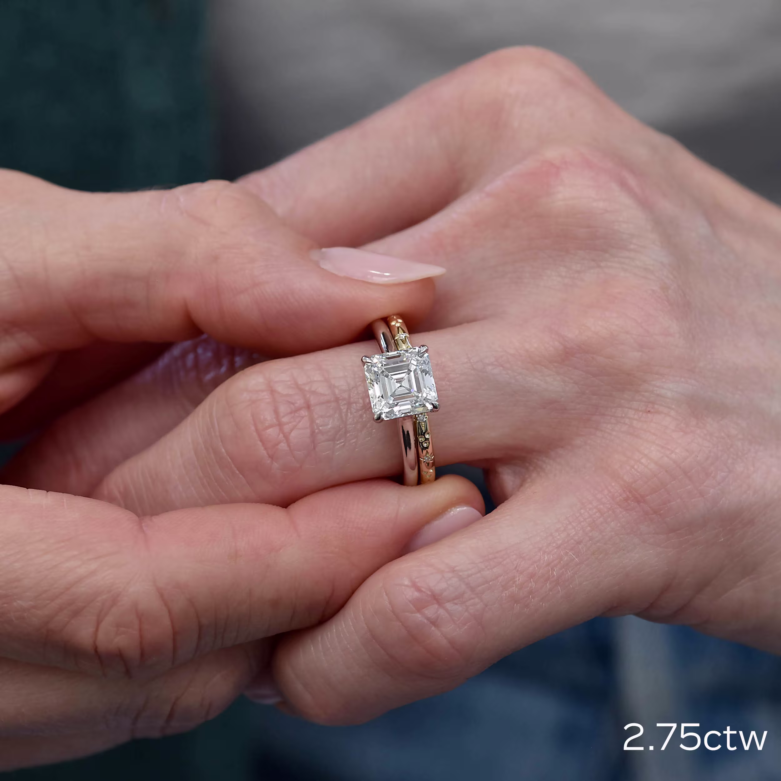 High Quality 2.75 Carat Lab Diamonds Asscher Trellis Solitaire Diamond Engagement Ring in Platinum (Main View)