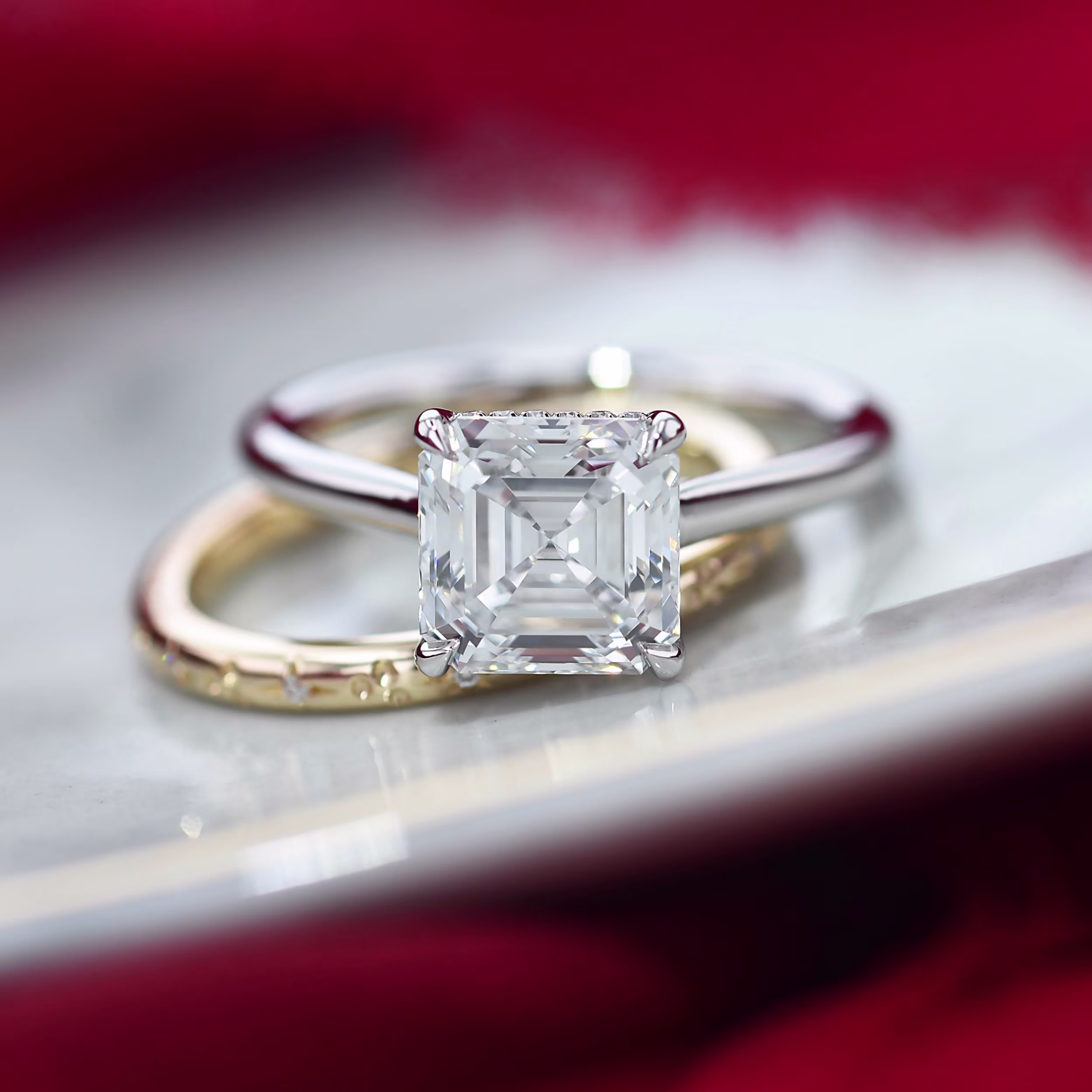 2.75 ct Created Diamonds Asscher Trellis Solitaire in Platinum (Main View)