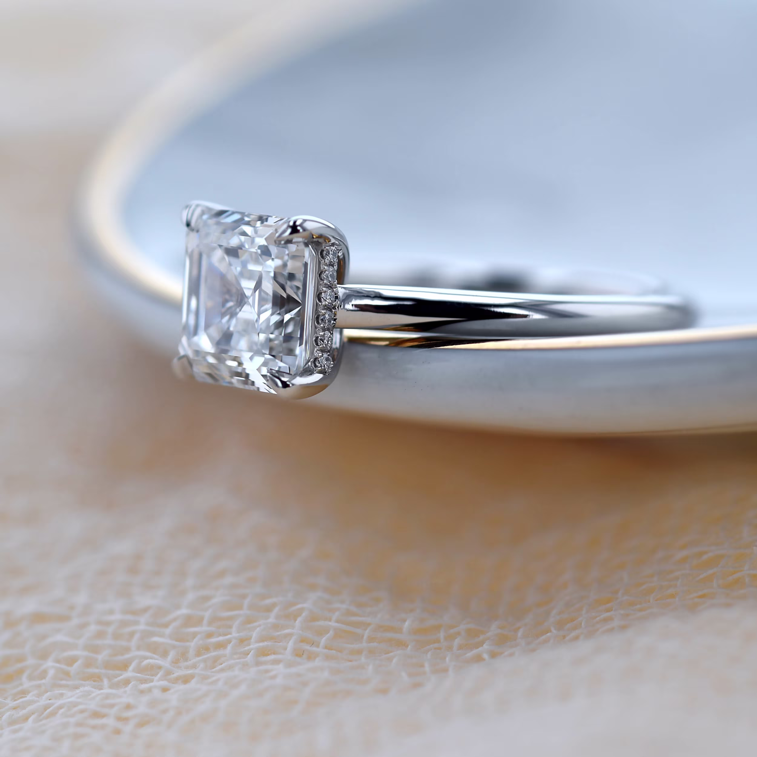 2.75 ctw Lab Grown Diamonds Asscher Trellis Solitaire in Platinum (Side View)
