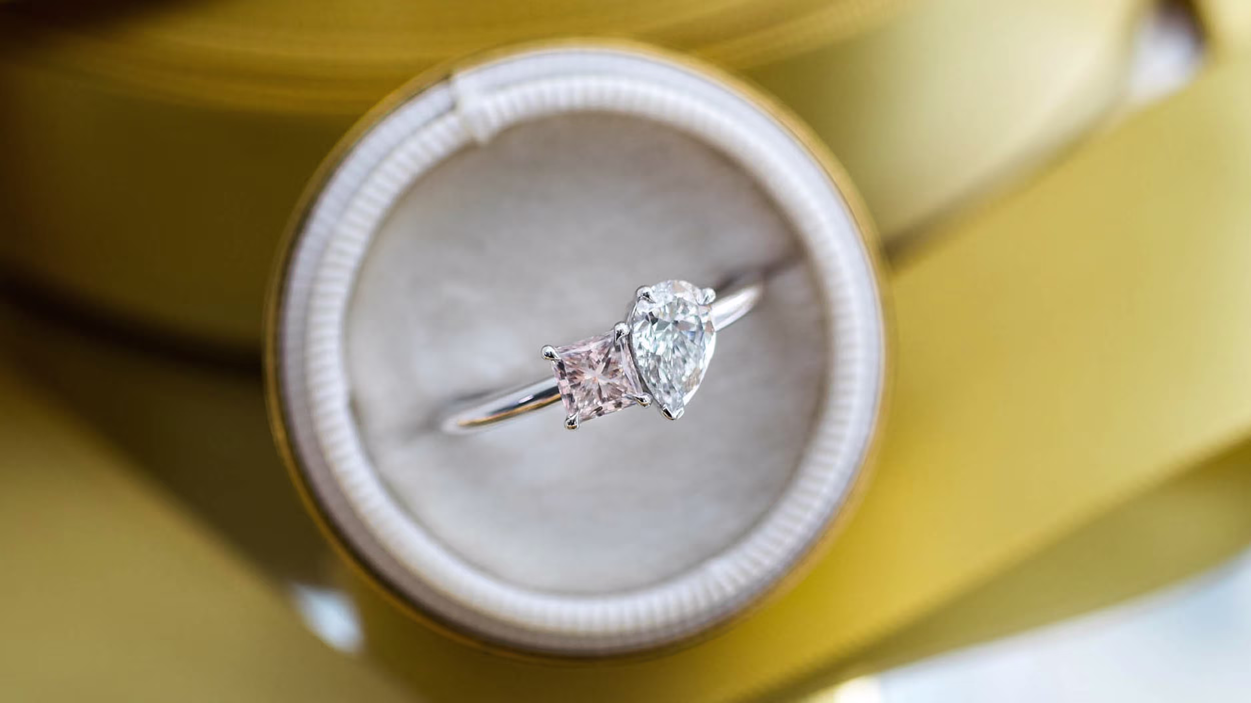 Toi et Moi Lab Diamond Engagement Ring featuring Lab Diamonds (Profile View)