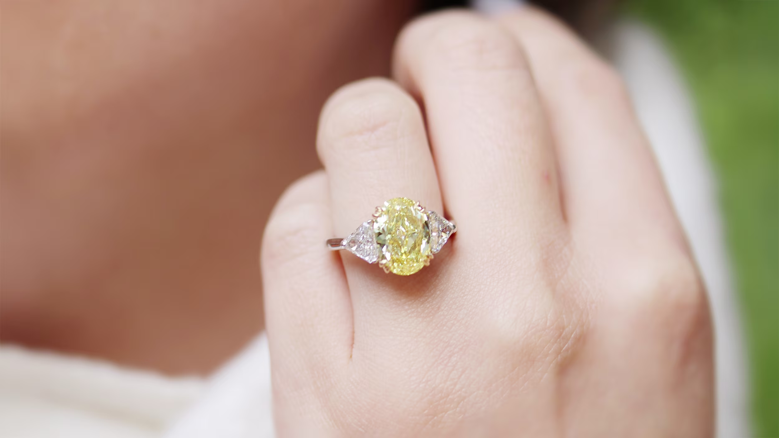 colored lab diamond engagement ring