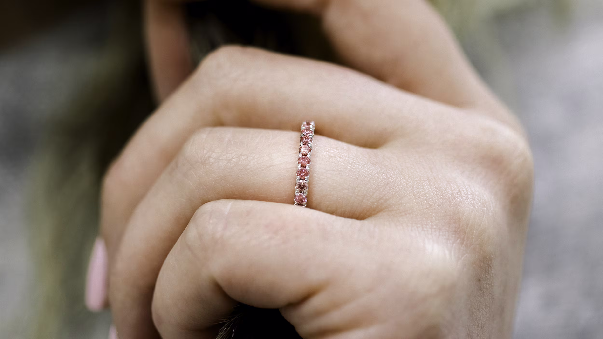 U Pavé Eternity Band featuring High Quality Round Brilliant Lab Diamonds (Profile View)