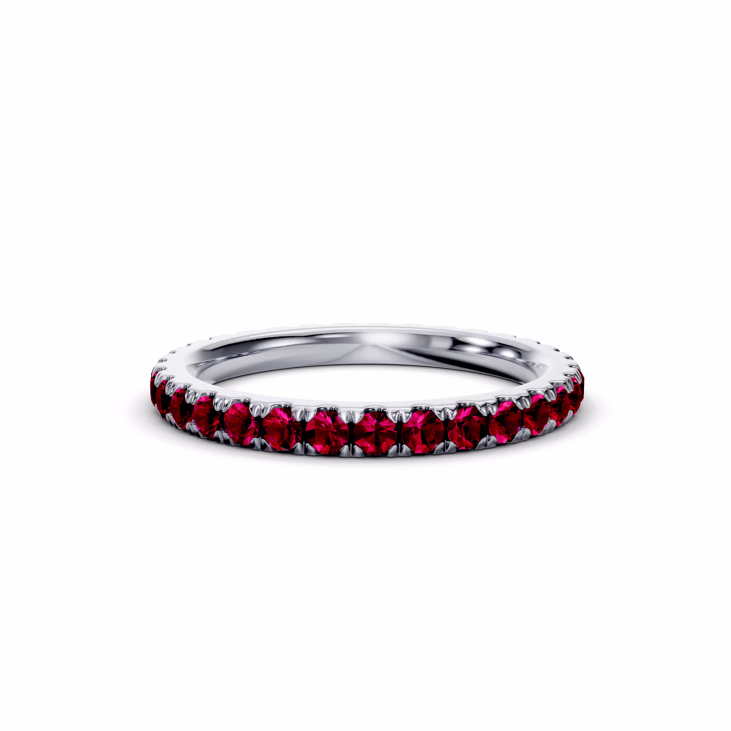 0.8 Carat Round Lab Grown Diamonds 0.8ctw Round Ruby U Pavé Eternity Band in Platinum (Main View)
