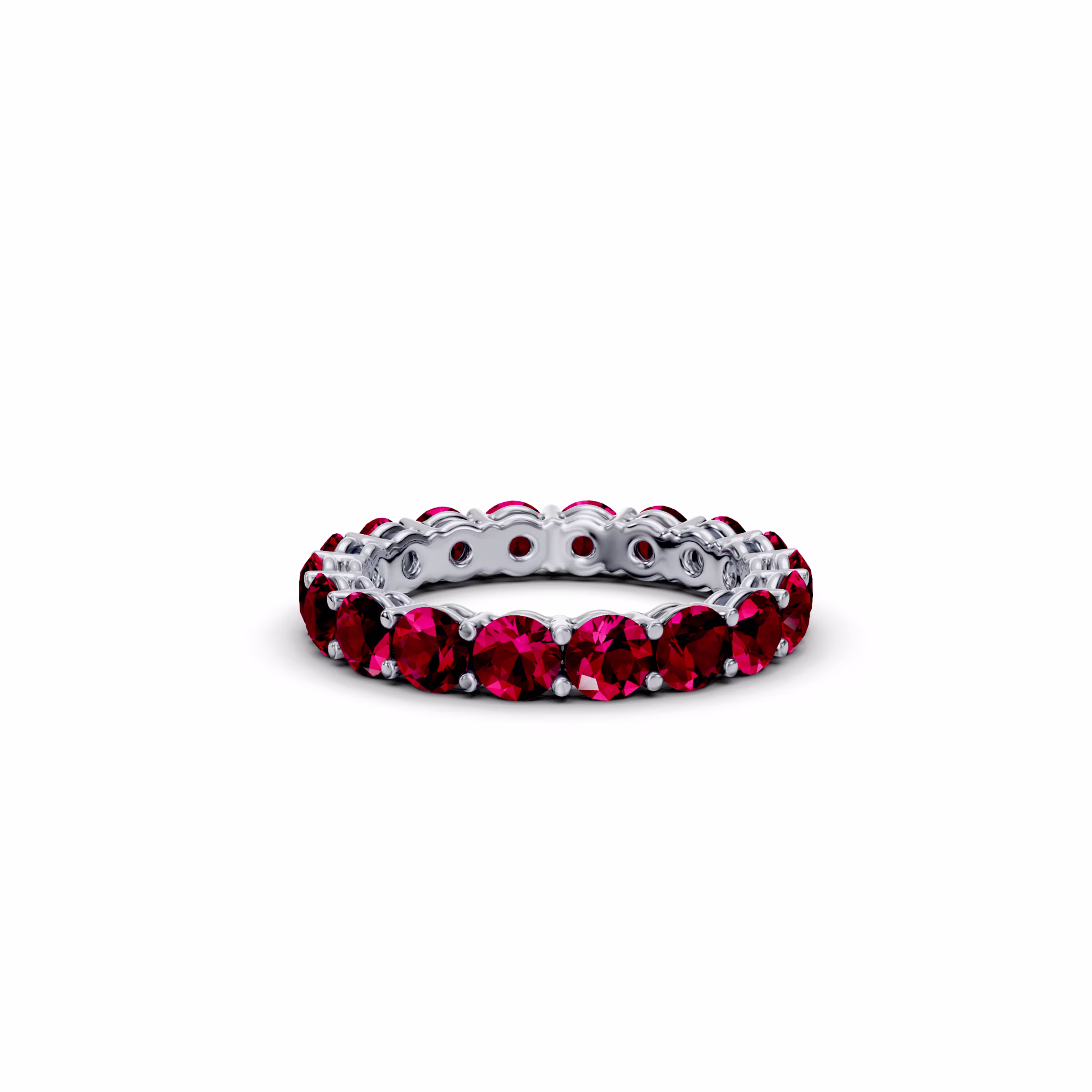 3.0 Carat Round Platinum 3ctw Round Ruby Prong Set Eternity Band in Platinum (Main View)
