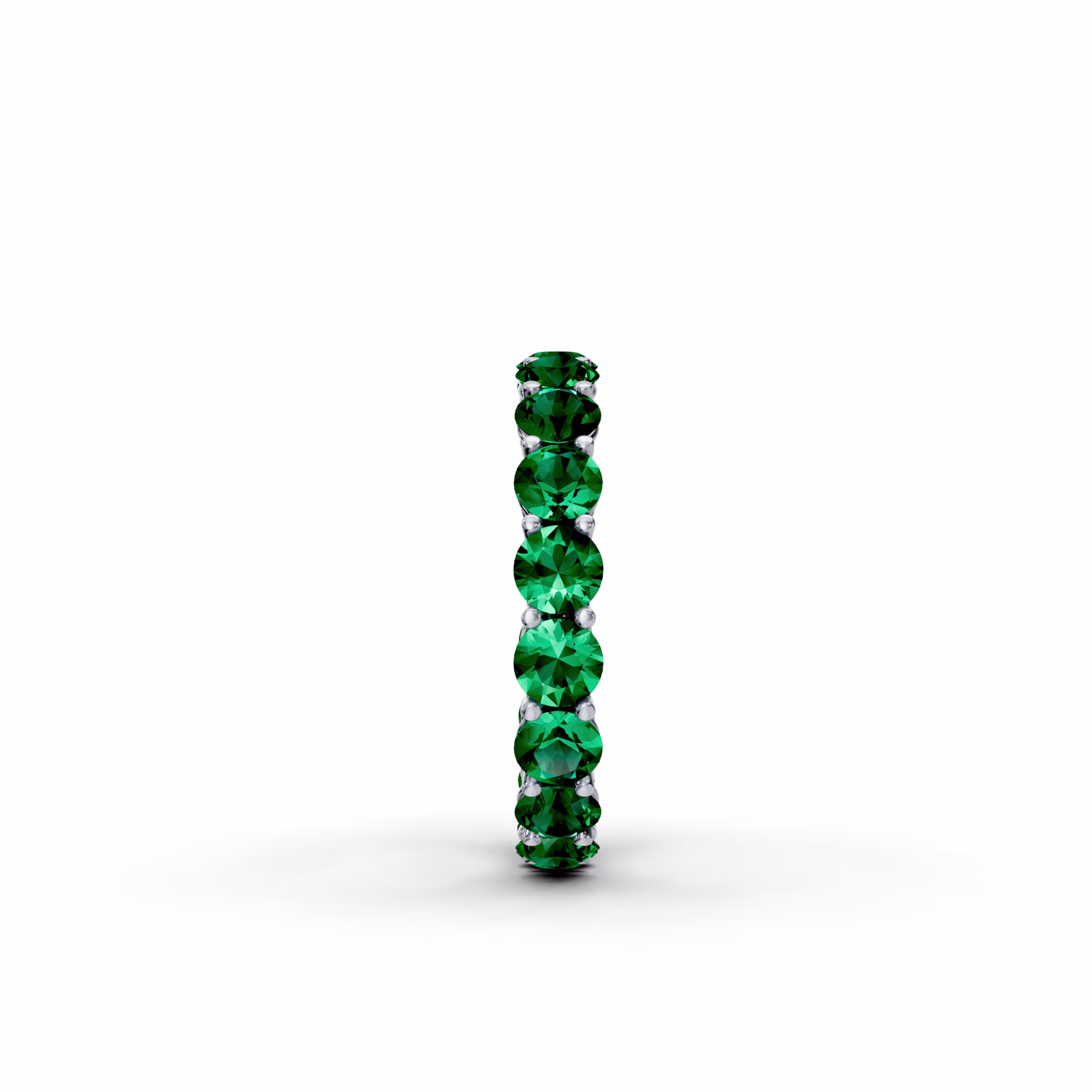 3 carat Emerald Prong Set Eternity Band in Platinum (Side View)