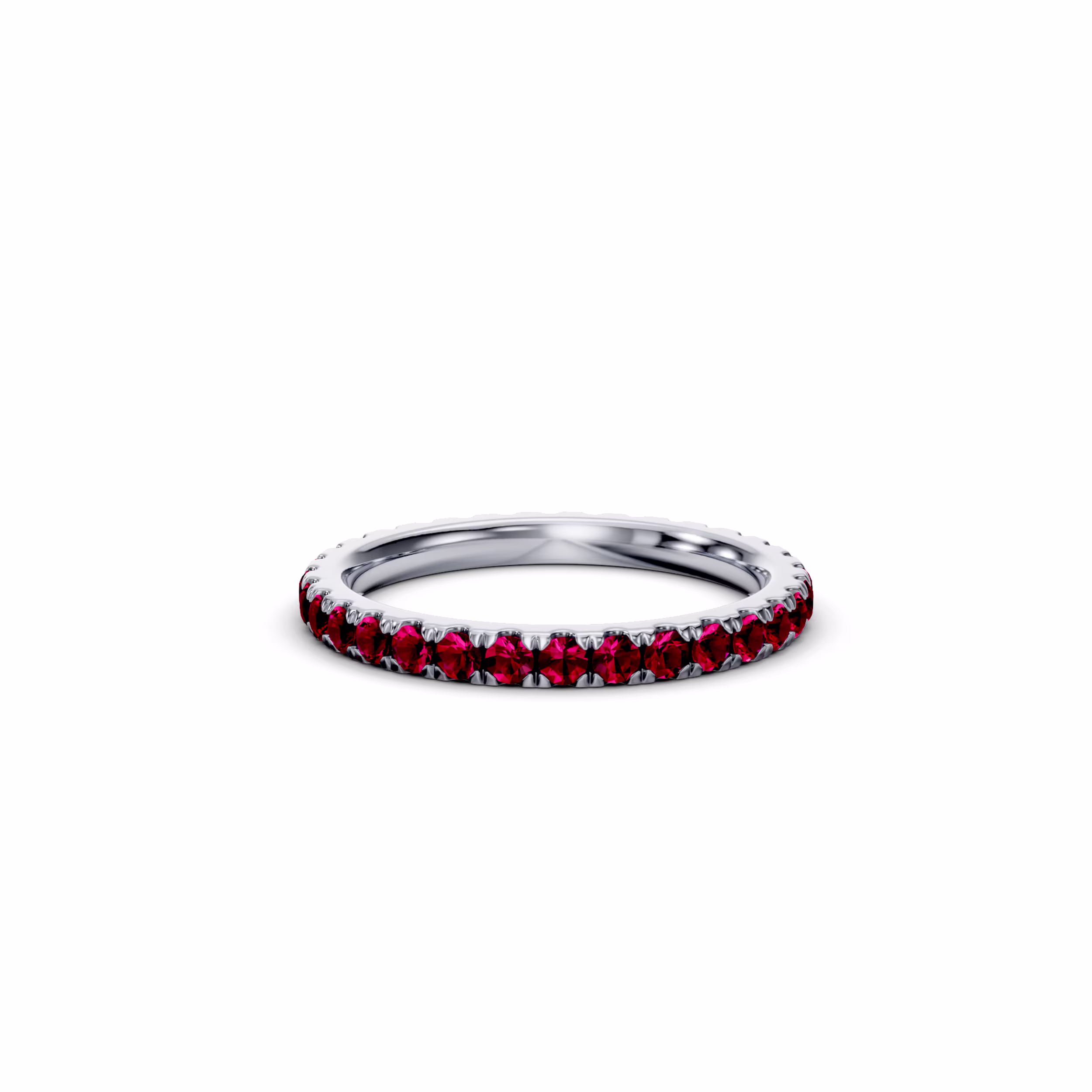 18k White Gold 0.8ctw Round Ruby U Pavé Eternity Band (Main View)