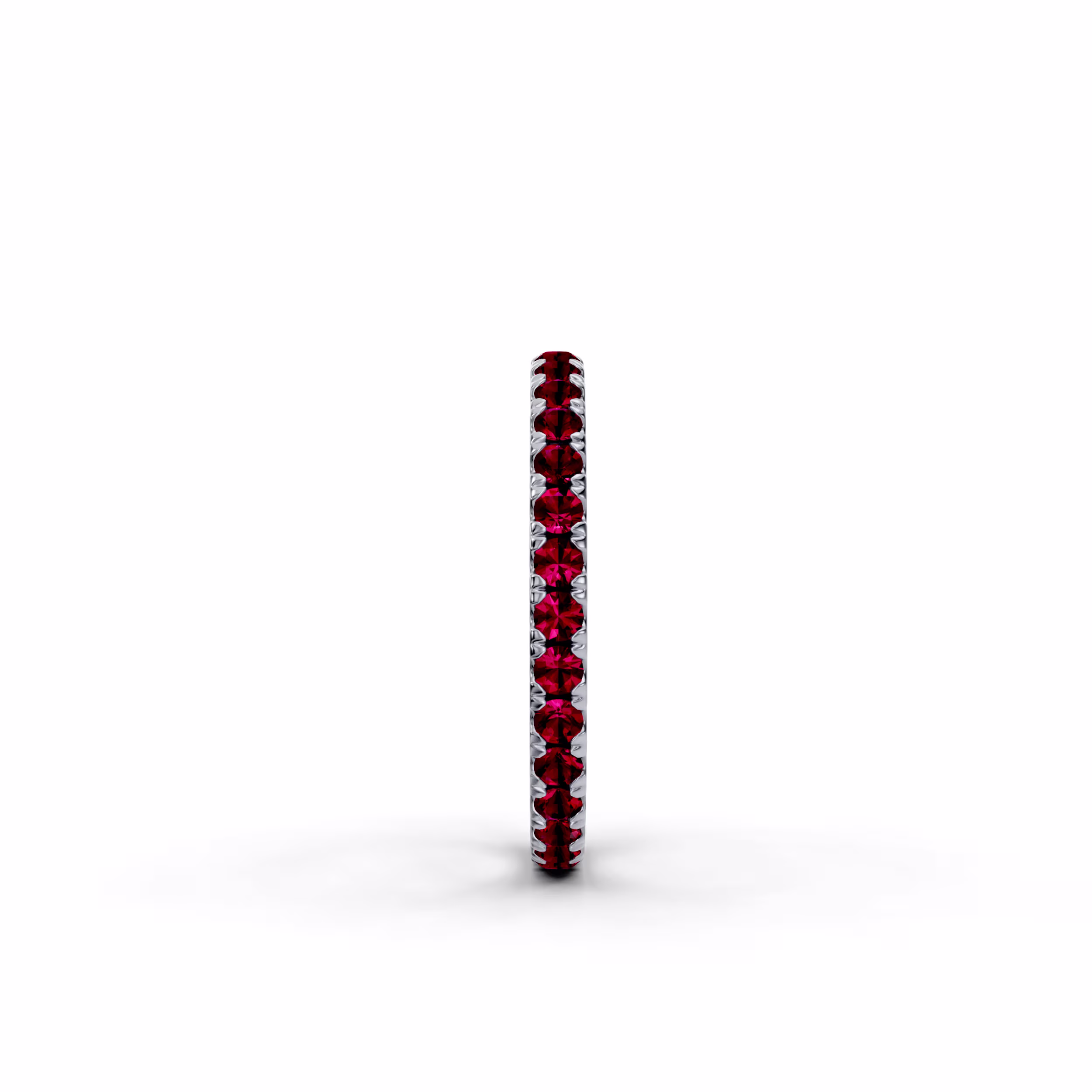 18kt White Gold Ruby U Pavé Eternity Band (Side View)