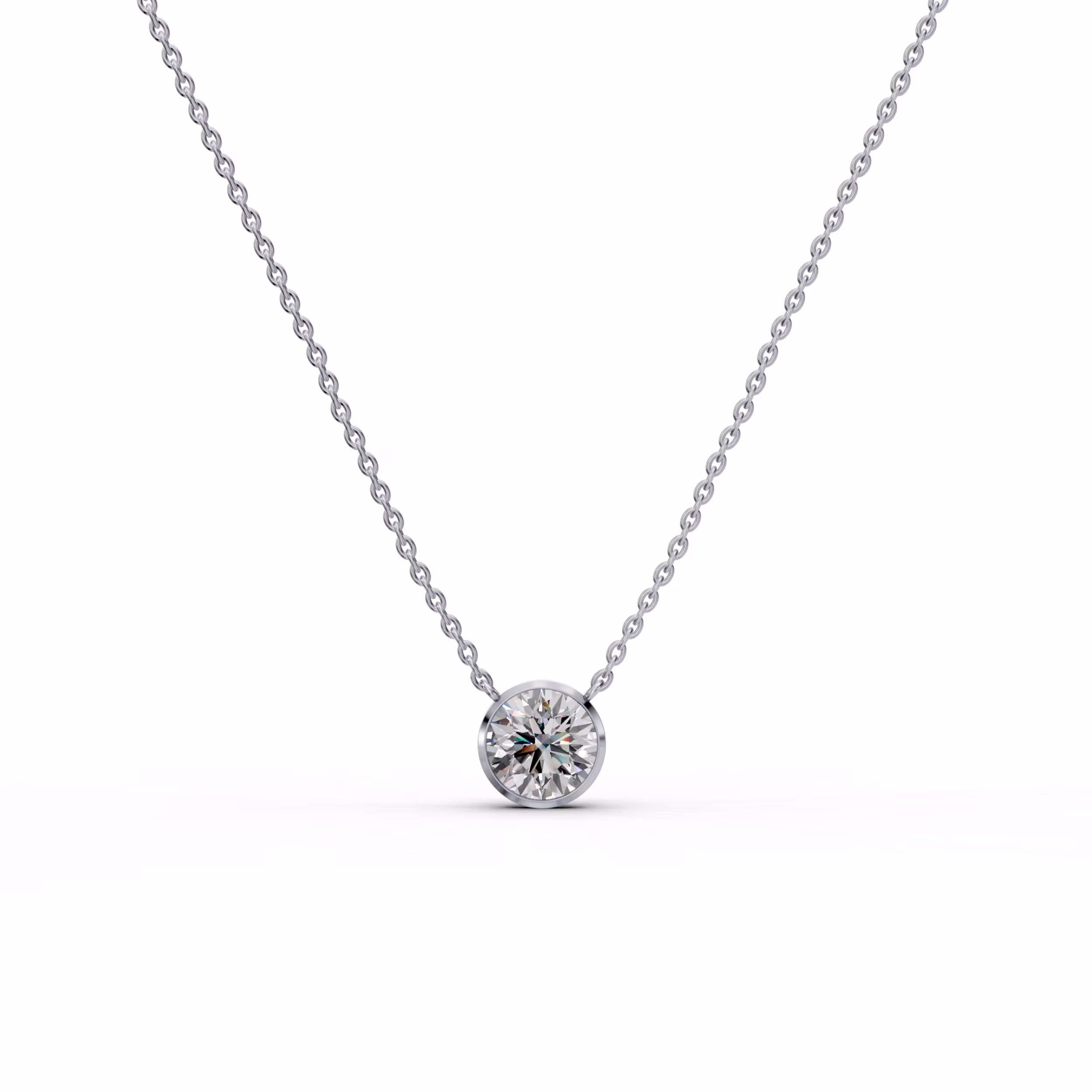 .5ctw Single Bezel Set Round Diamond Pendant in 18k White Gold in 18k White Gold (Main View)