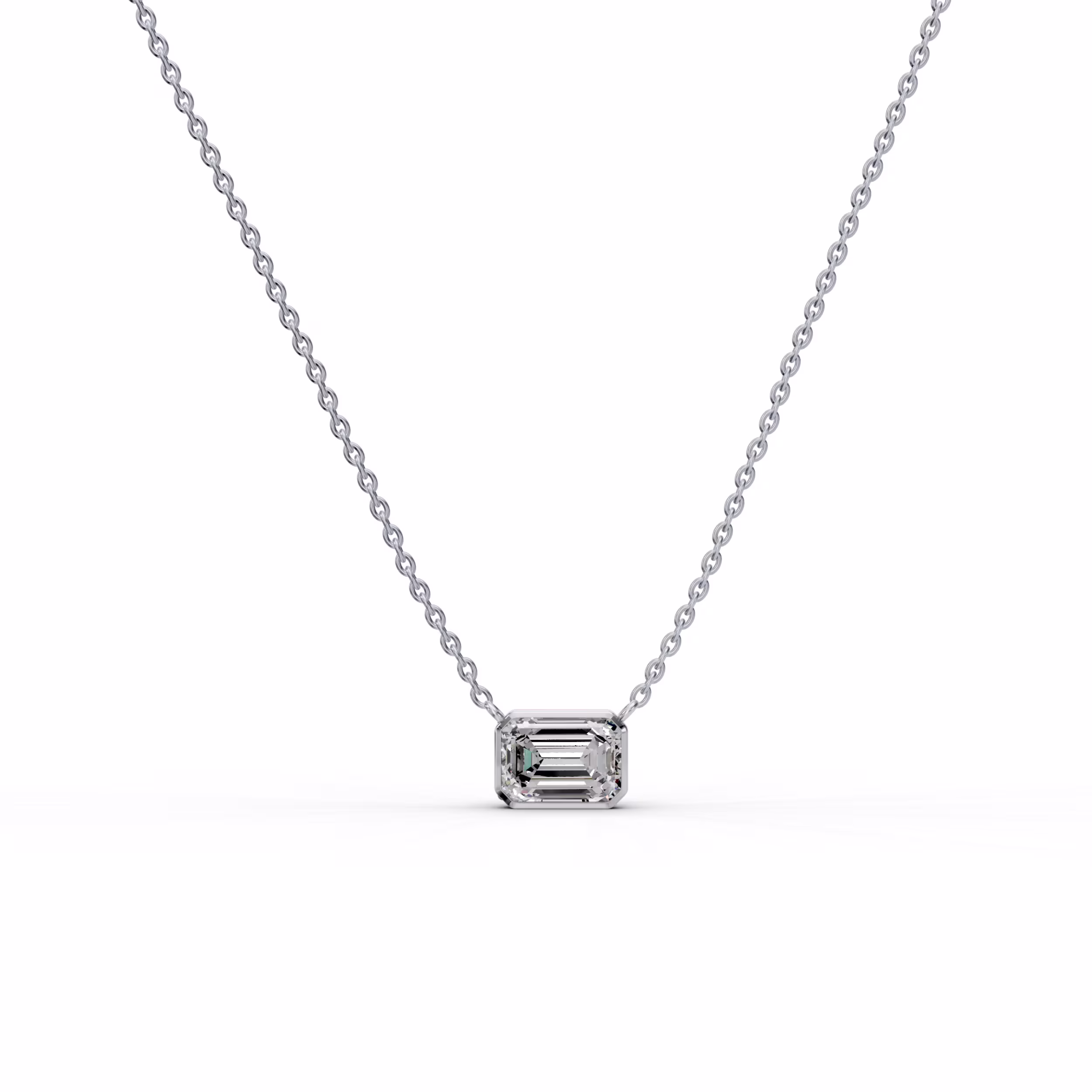 1.5 ct Round Brilliant Man Made Diamonds set in 18k White Gold 1.5ctw Single Bezel Set Emerald Diamond Pendant in 18k White Gold (Main View)