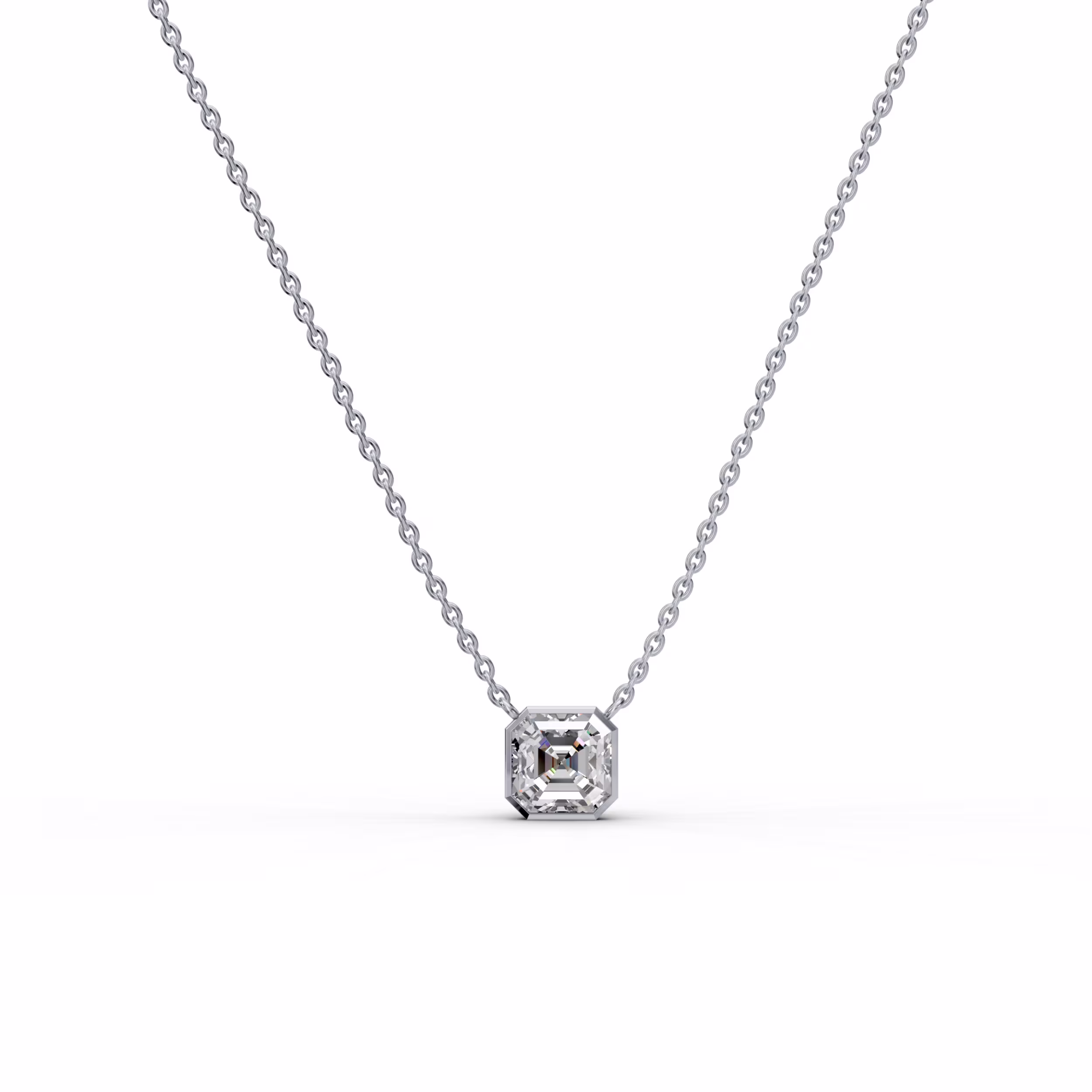 1.5 Carat Diamonds Asscher Floating Bezel Pendant in 18k White Gold (Main View)