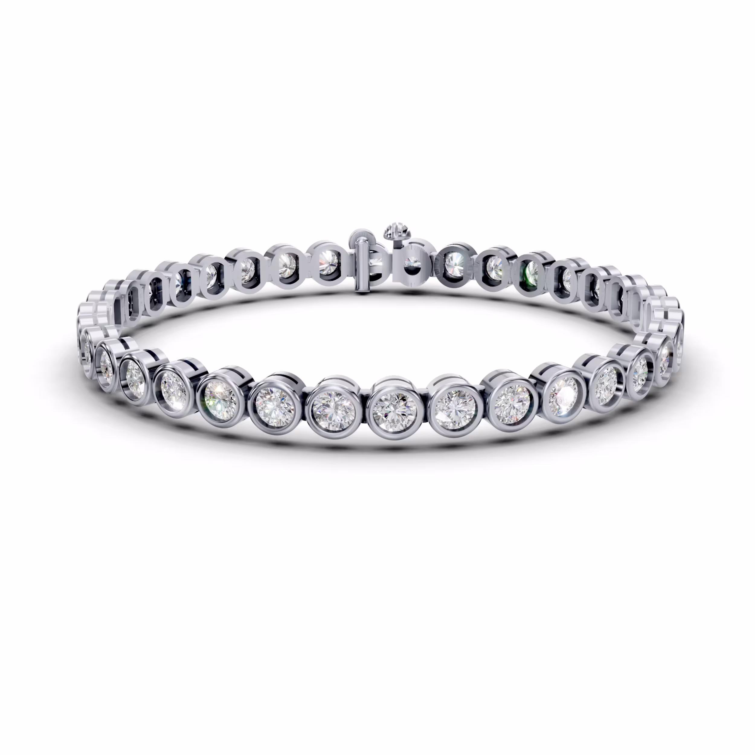 bezel set tennis bracelet with lab diamonds