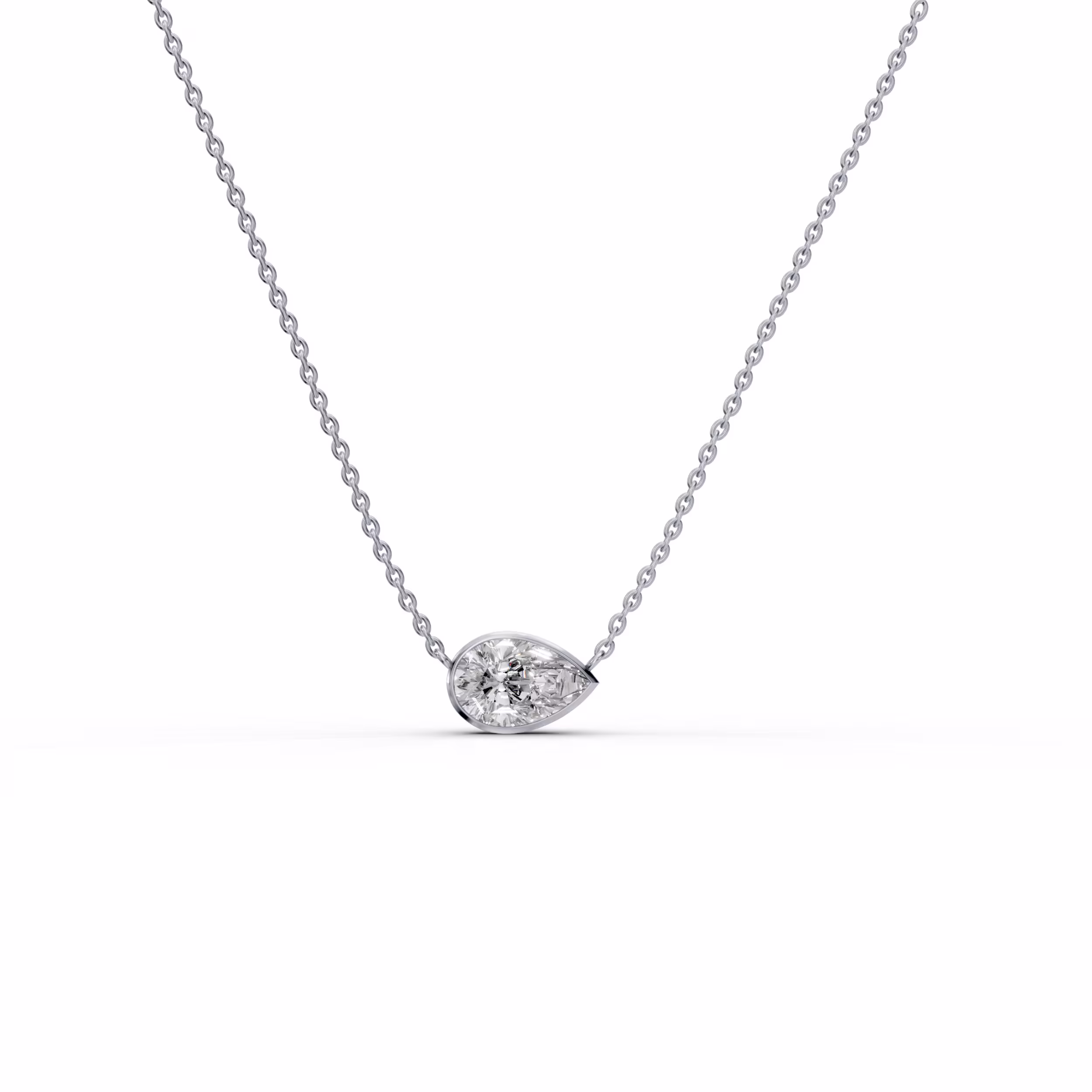 1.5 ct Lab Diamonds set in 18k White Gold Pear Floating Bezel Pendant (Main View)