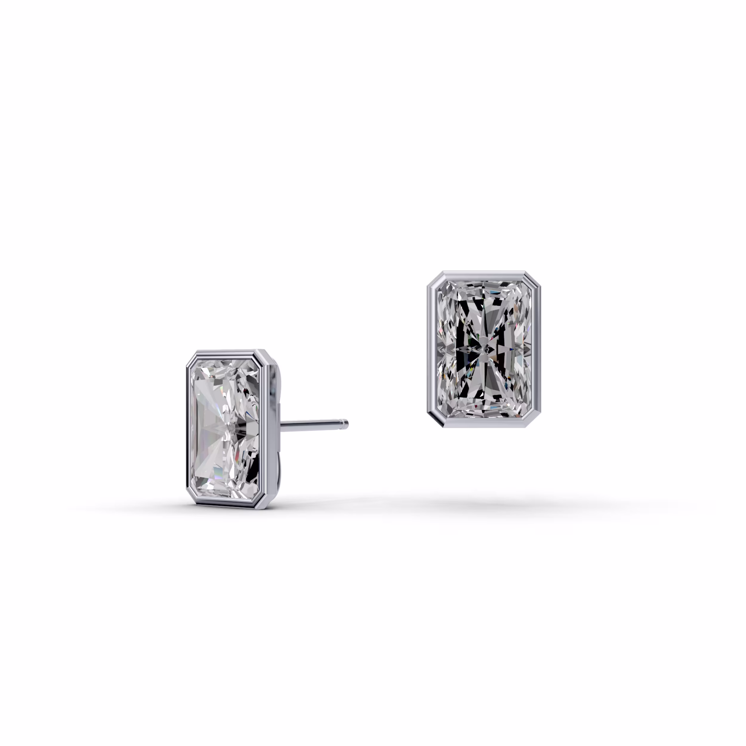 18kt White Gold Radiant Bezel Studs featuring Hand Selected 4.0 ctw Diamonds (Main View)