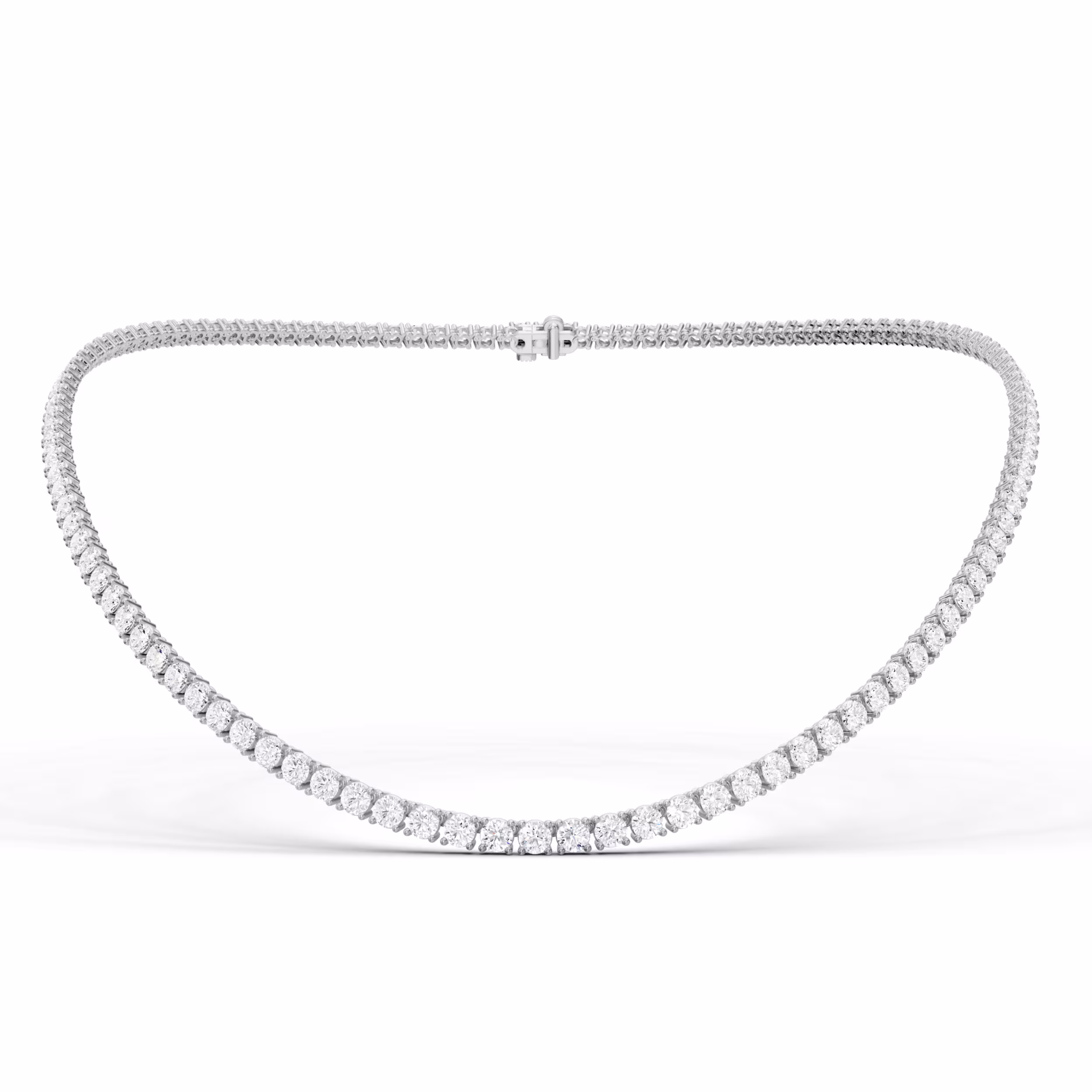 Lab Diamond Four Prong Tennis Necklace featuring Round Diamonds
