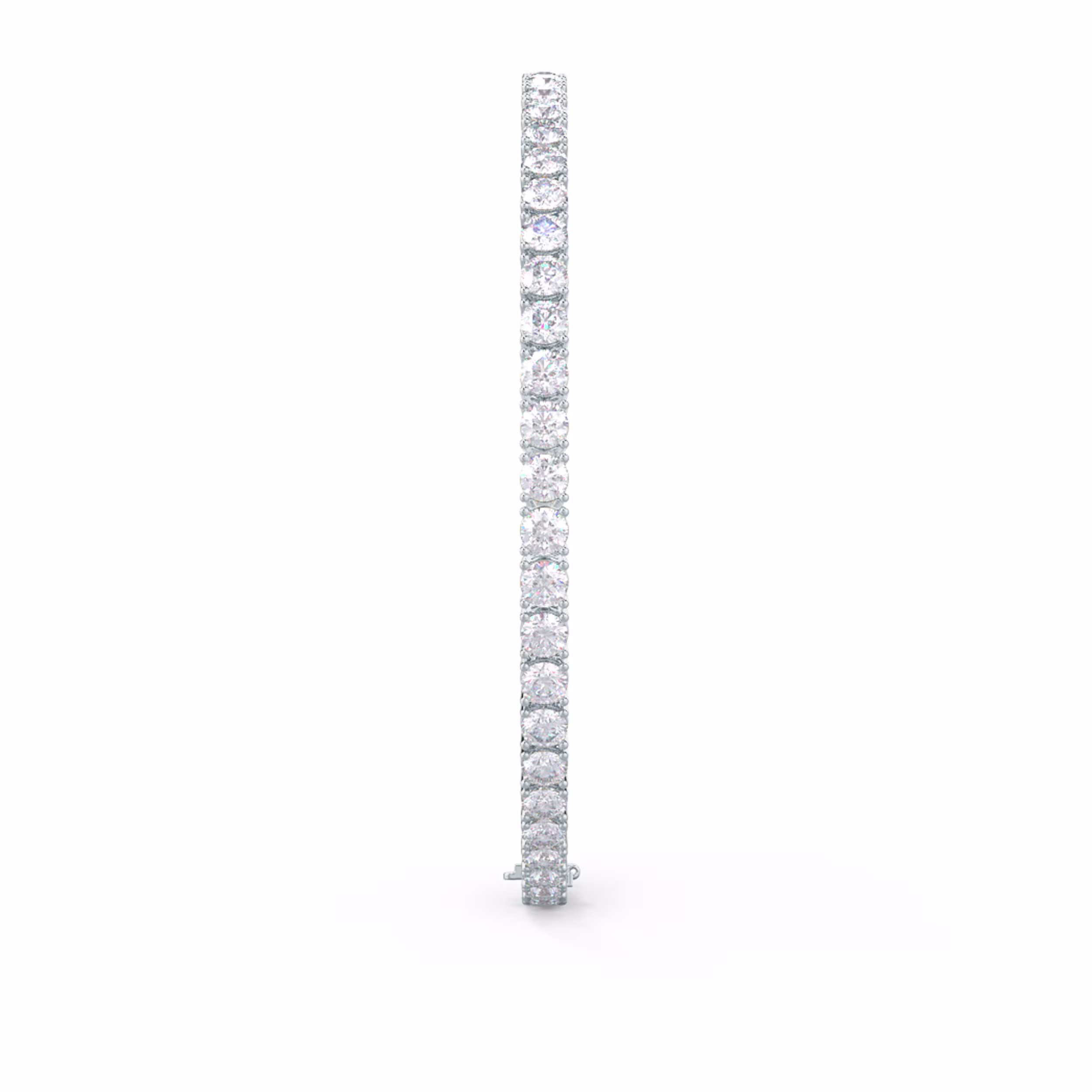 6.0 Carat Round Created Diamonds set in White Gold Four Prong Tennis Bracelet (Side View)