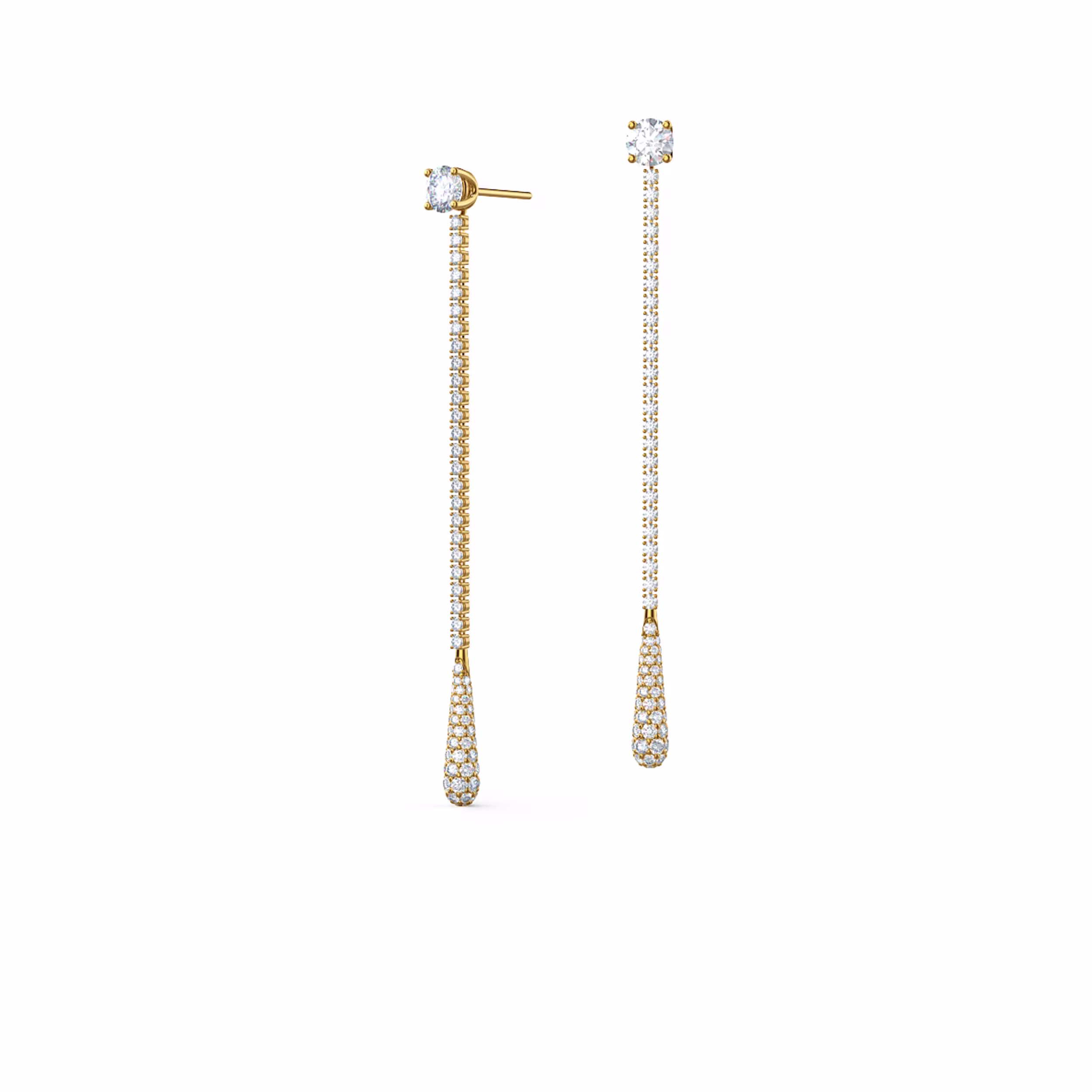 Round Diamonds set in 14kt Yellow Gold Drop Earring Jackets (Main View)