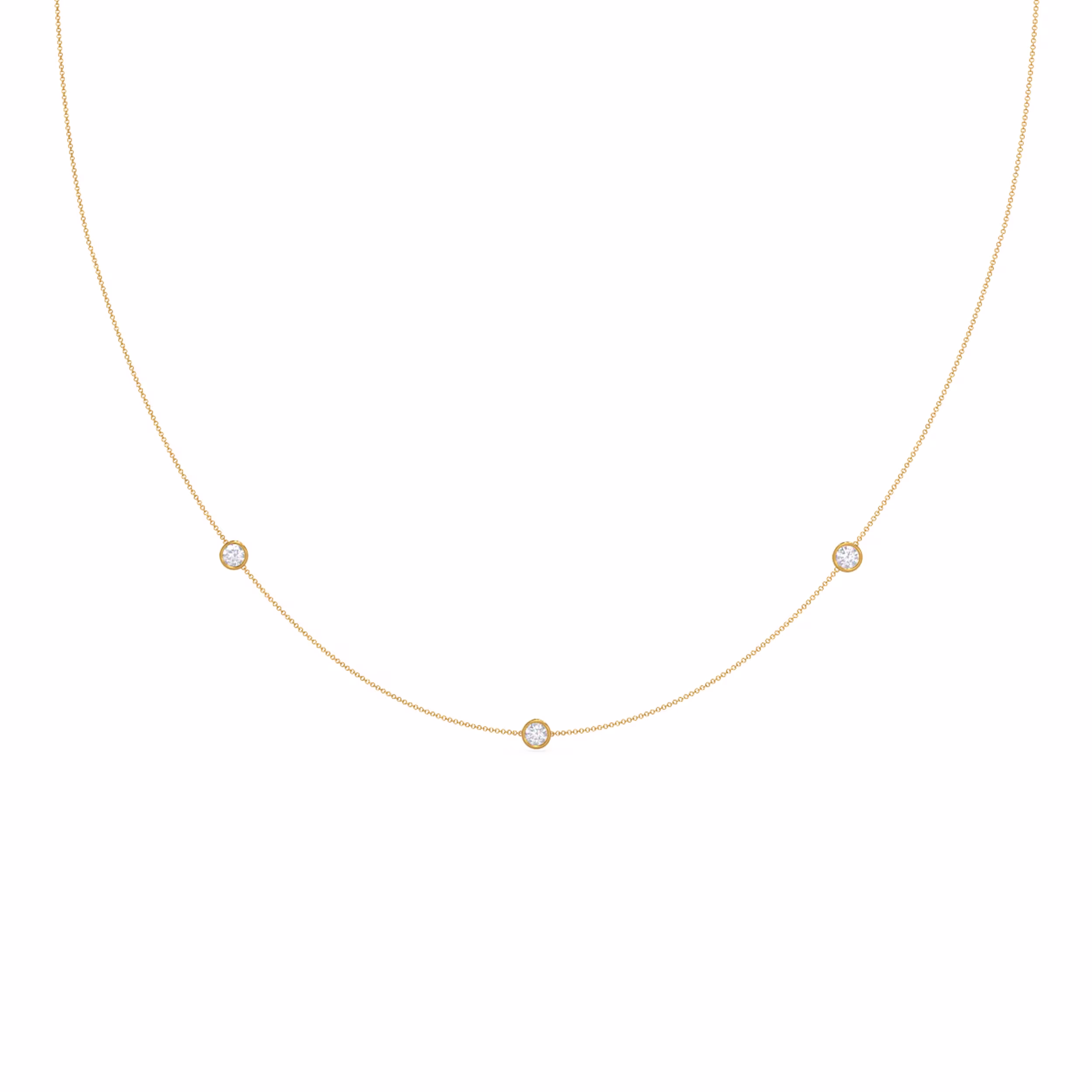 Round Lab Grown Diamonds set in Yellow Gold Triple Bezel Floating Cosmopolitan Necklace (Main View)