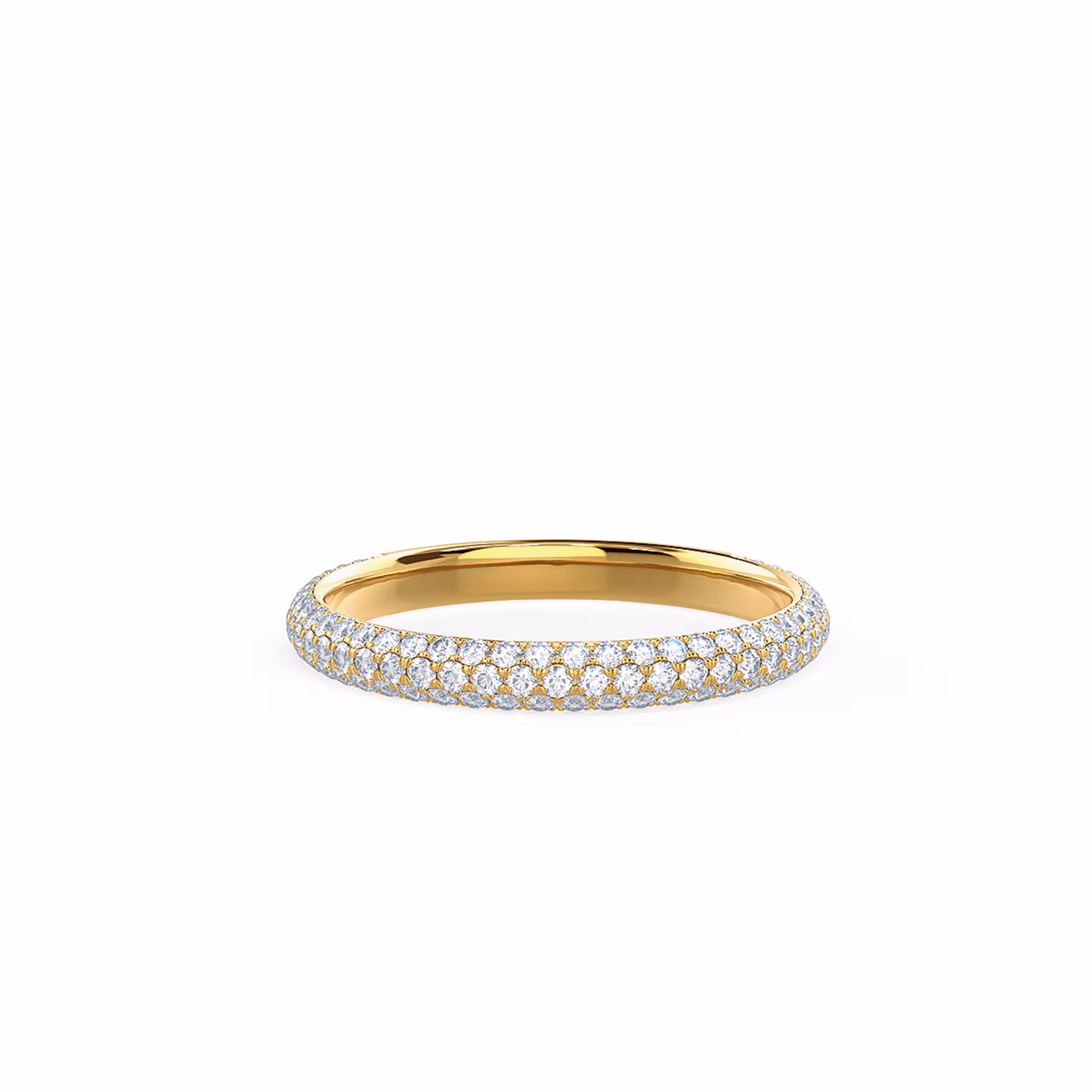 Lab Created Diamond Micro Pave Wedding Band Rendering In Yellow Gold In Front View AD241