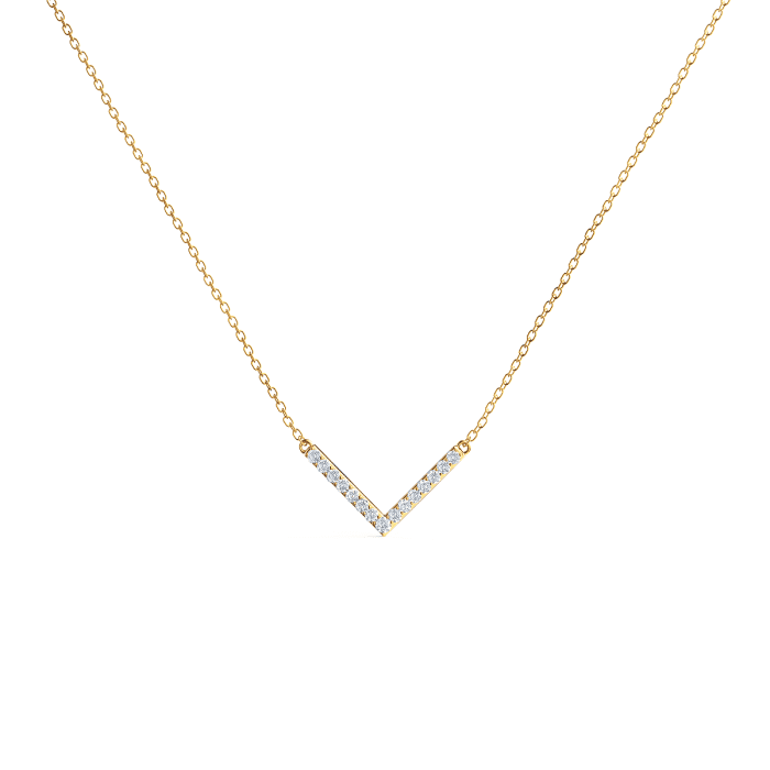 Diamond V Necklace, Yellow Gold