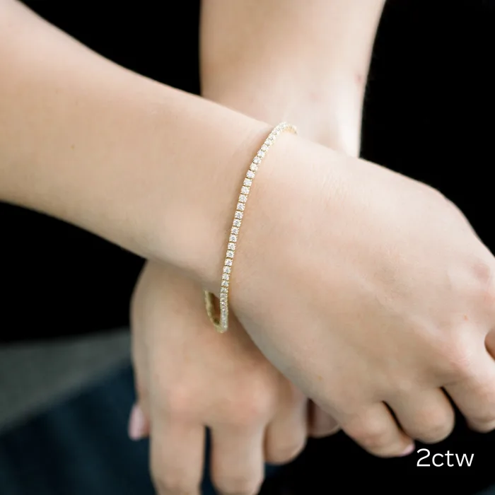 14K White Gold Four Prong Lab Created Diamond Tennis Bracelet