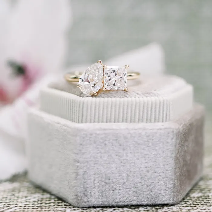 Toi Et Moi Ring Double Stone Engagement Ring 2 Stone Wedding