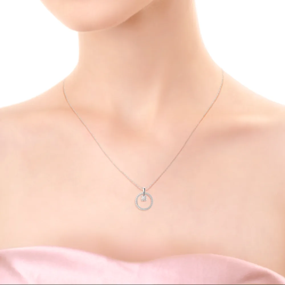Karma Floating Open Circle Lab Created Diamond Necklace on Model Design-035