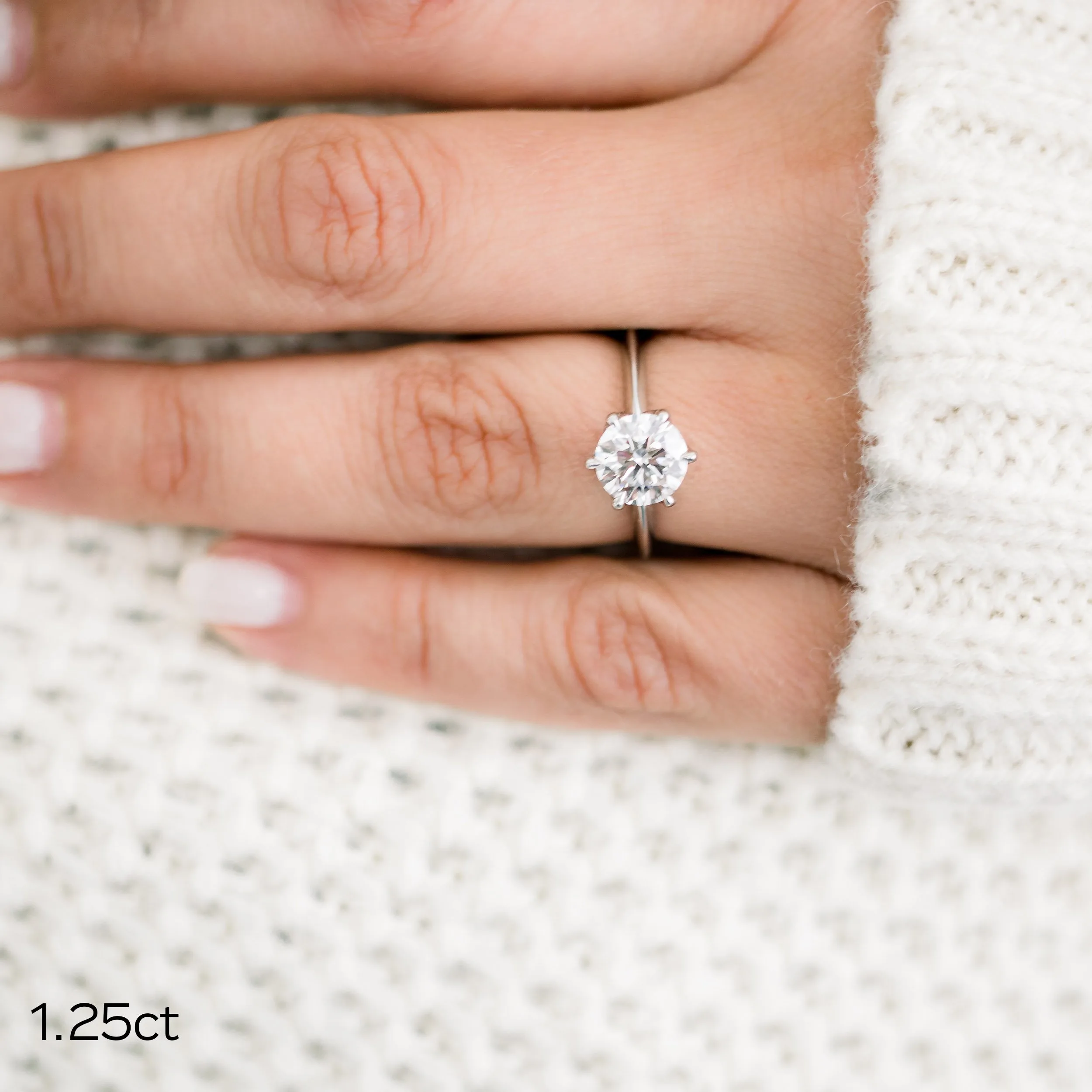 Platinum Floral Basket Solitaire Diamond Engagement Ring featuring 1.25 Carat Lab Diamonds (Main View)