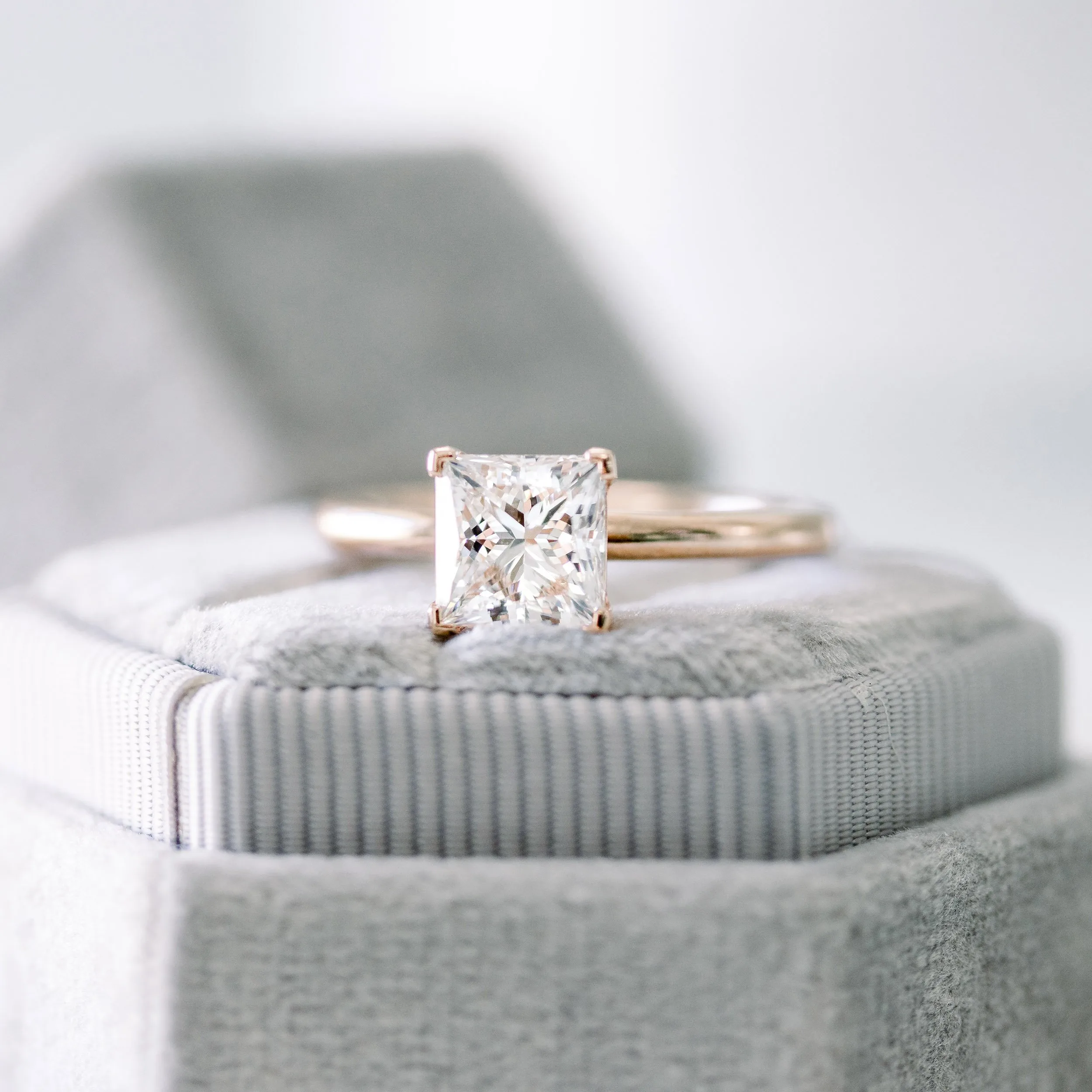 rose gold princess cut solitaire engagement ring