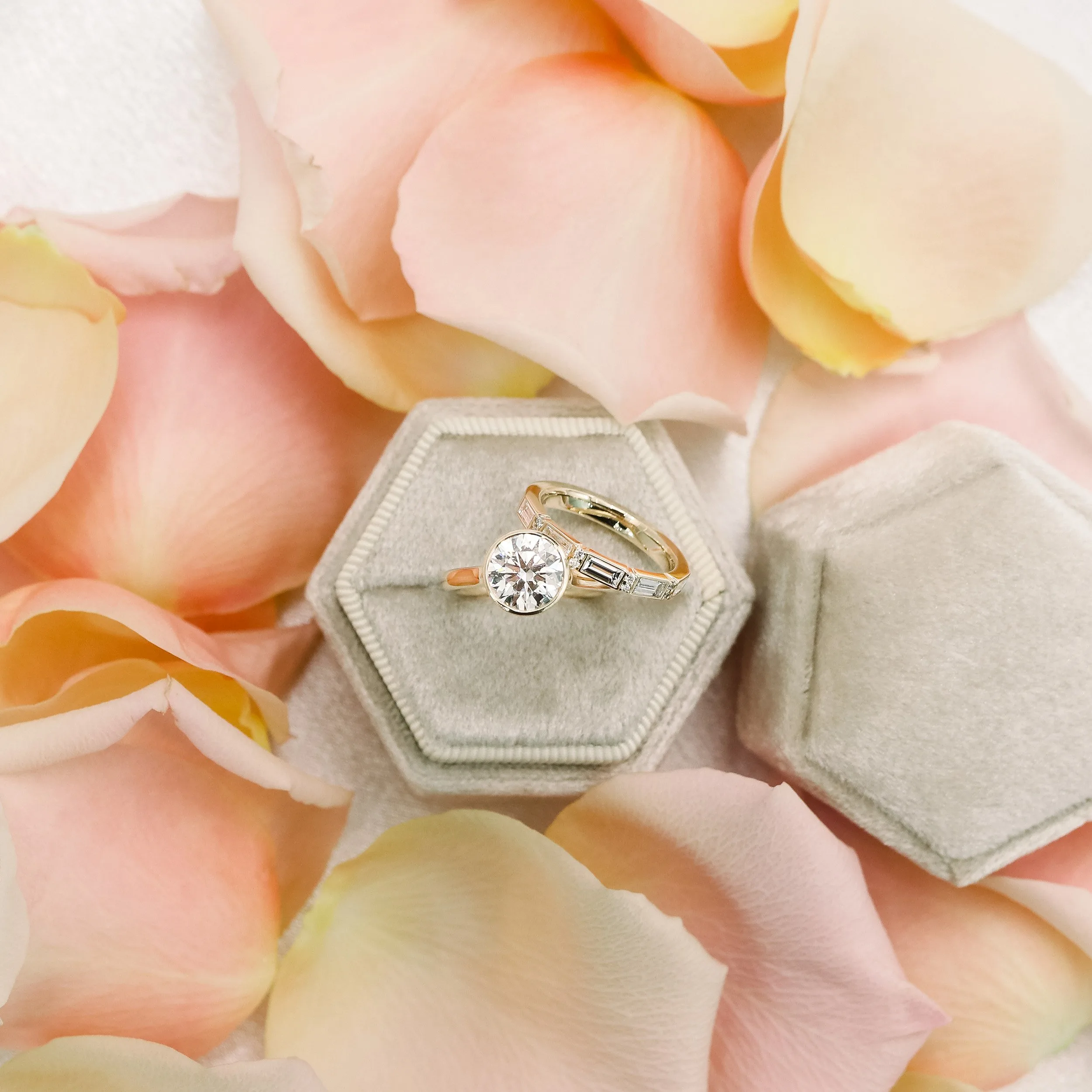 1.75 Carat Diamonds set in 14k Yellow Gold Bezel Solitaire Diamond Engagement Ring (Main View)