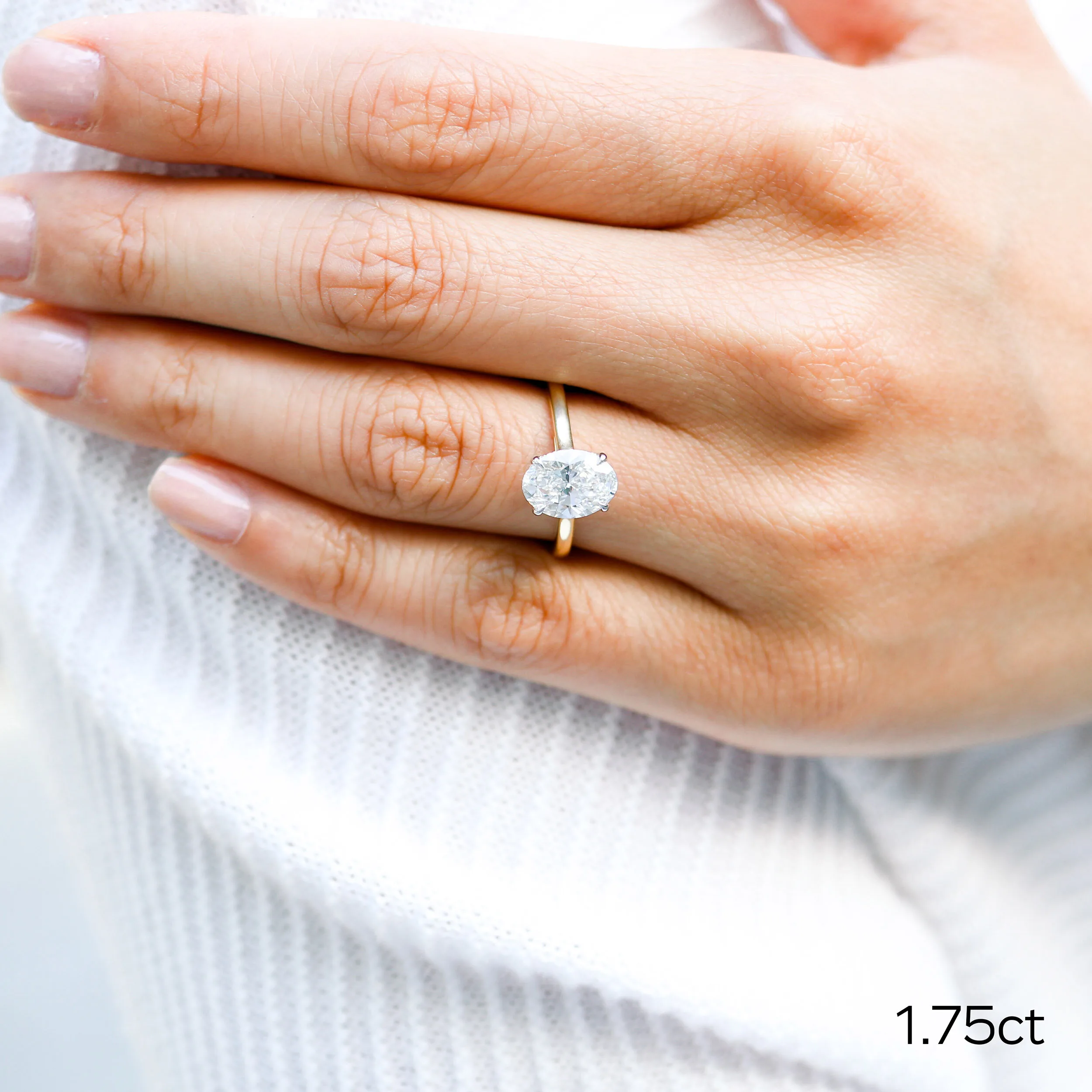 Platinum 1.75 Carat Oval Cut Lab Grown Diamond Solitaire Engagement Ring Ada Diamonds Design AD-326 on Hand