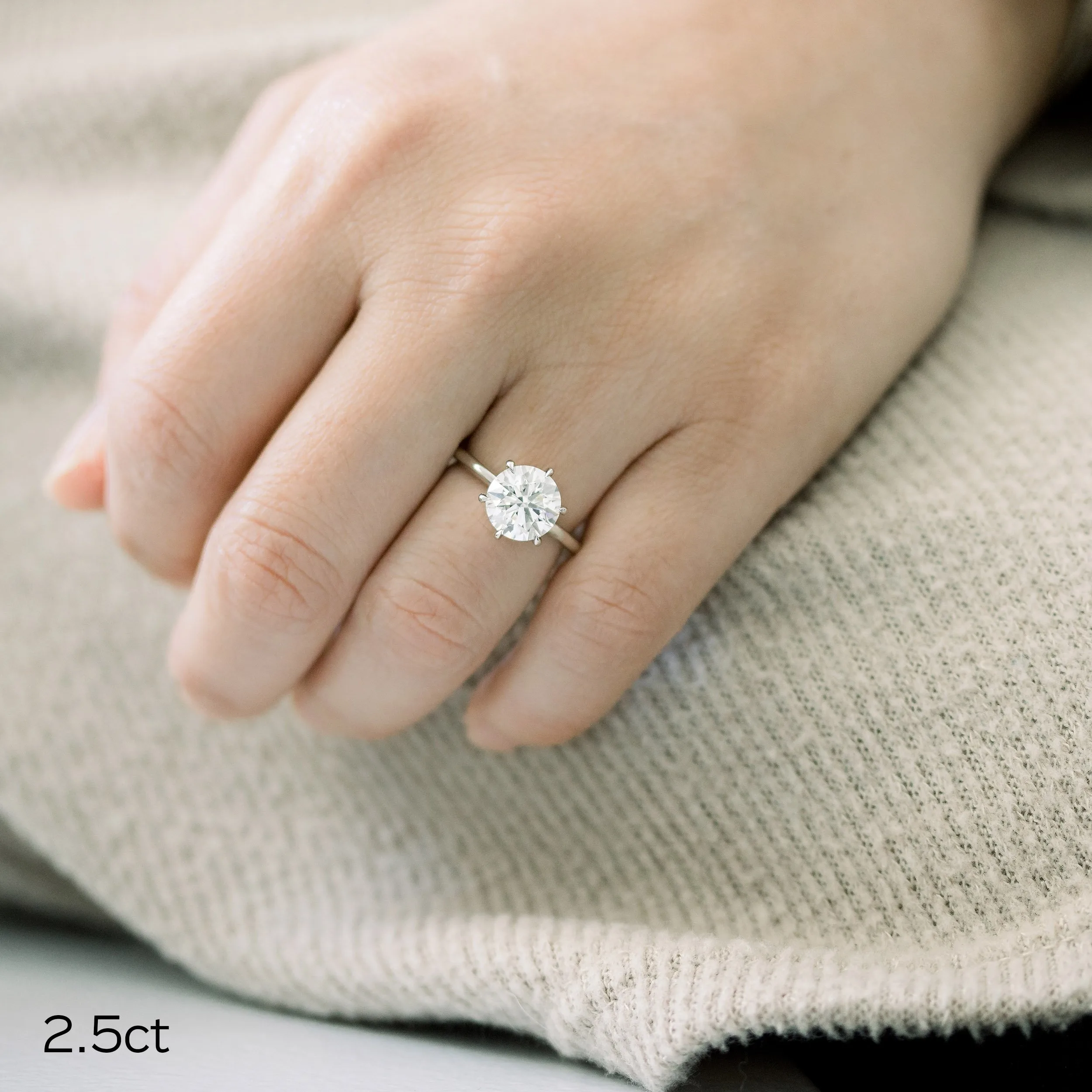 2.5 Carat Lab Diamonds set in Platinum Round Classic Six Prong Solitaire Diamond Engagement Ring (Main View)