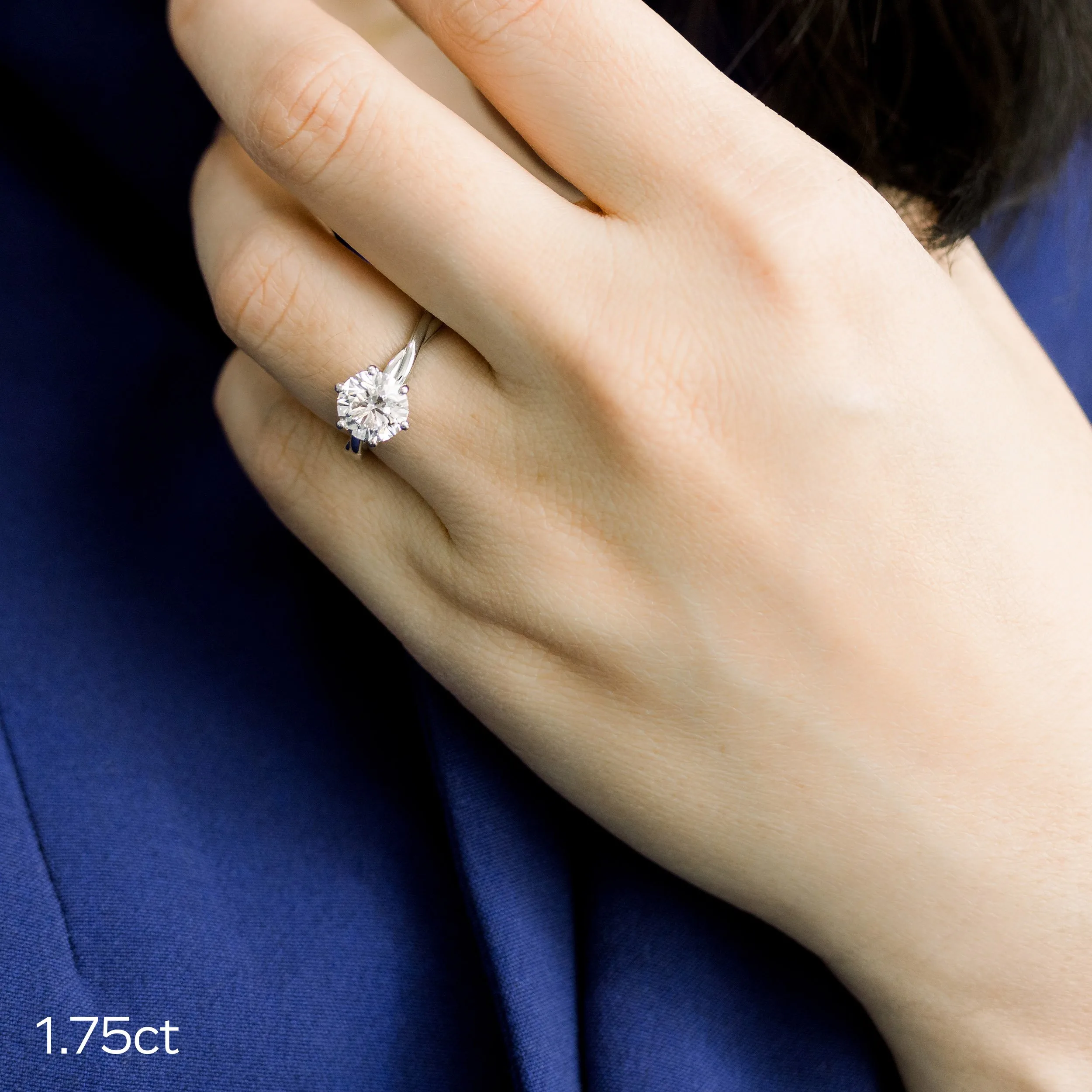 1.75 Carat Lab Diamonds set in Platinum Twisting Band Solitaire Diamond Engagement Ring (Main View)