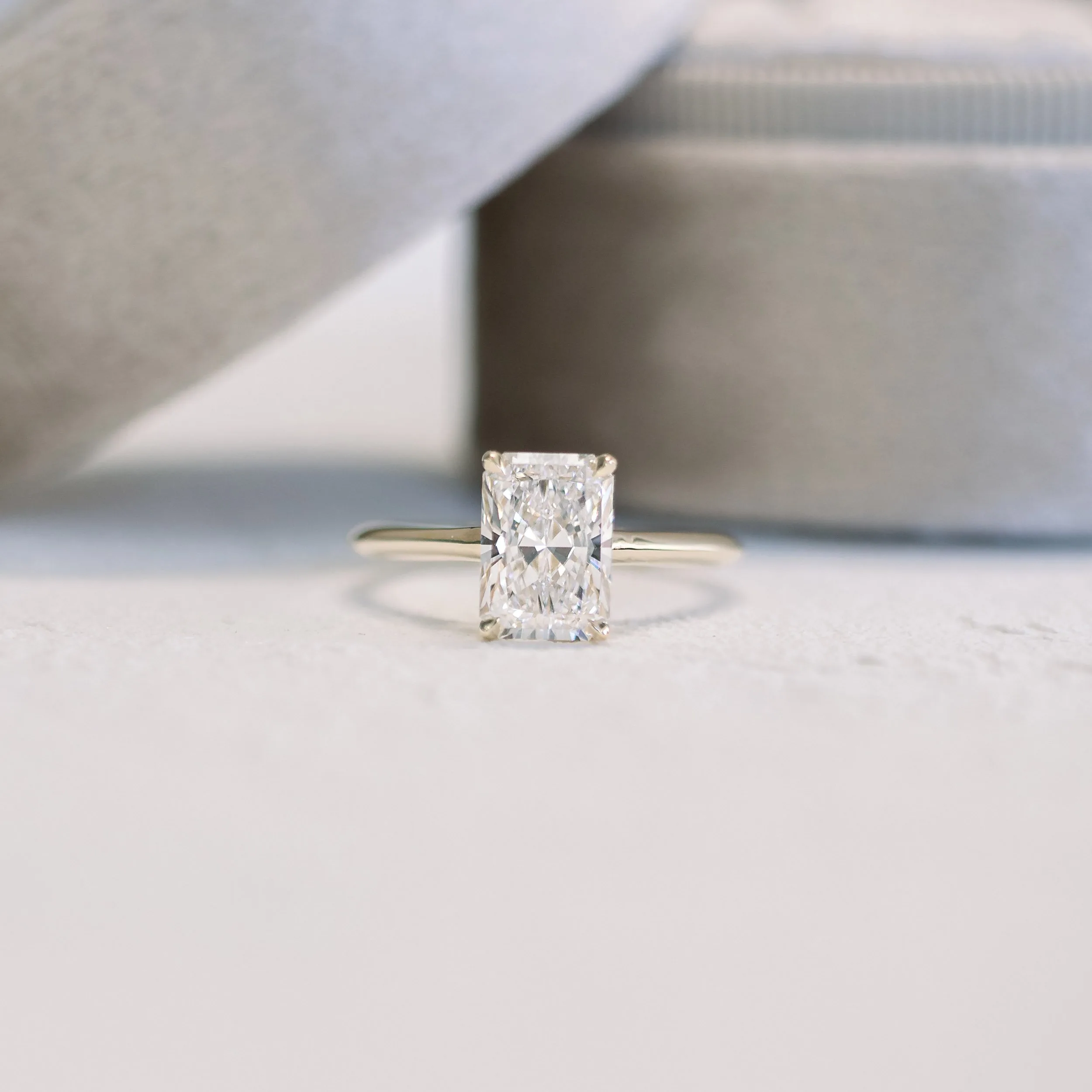 2.0 ctw Diamonds set in 14k Yellow Gold Radiant Cathedral Solitaire Diamond Engagement Ring (Main View)
