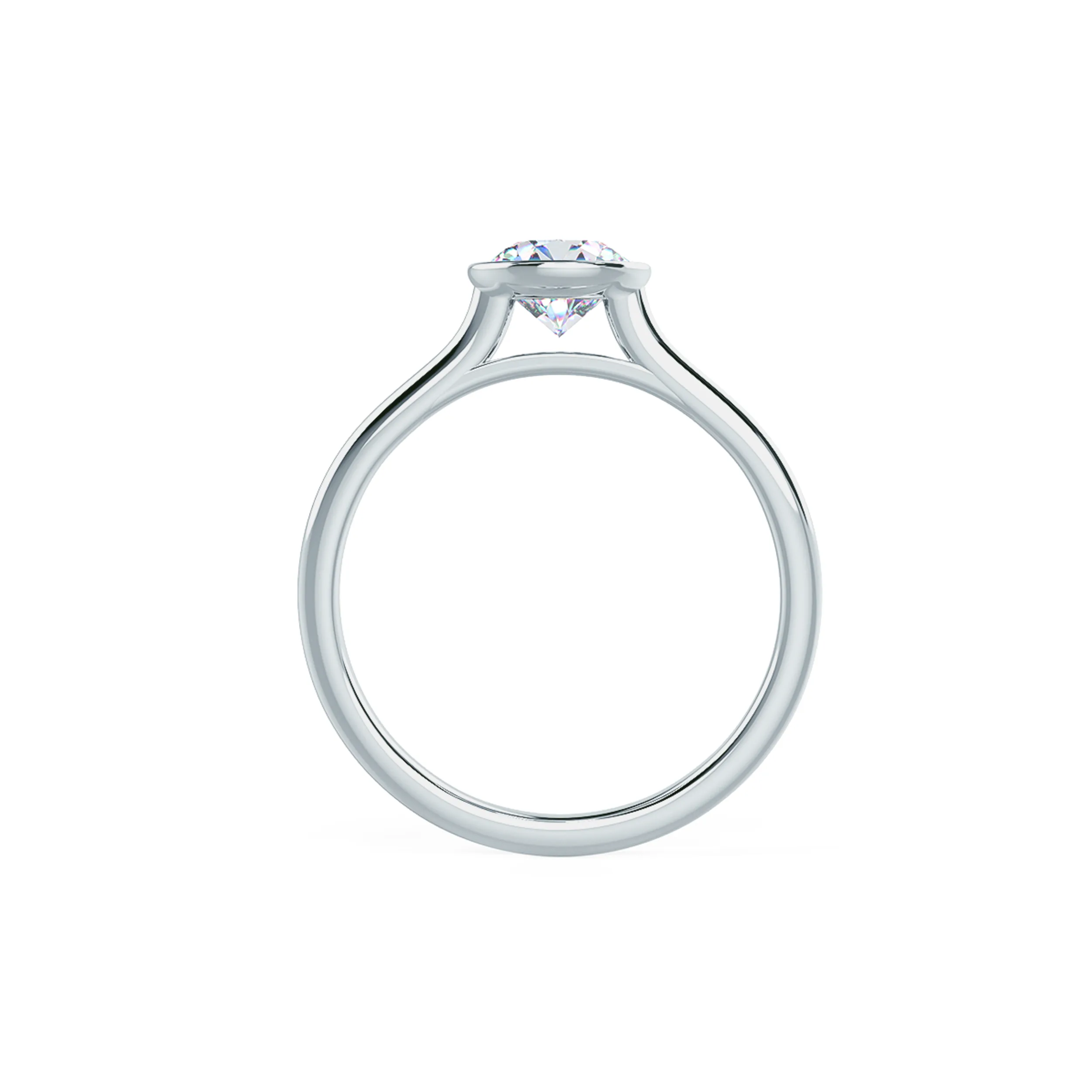 Ada Diamonds Lab Diamond Bezel Solitaire Engagement Ring Rendering In Profile View AD148