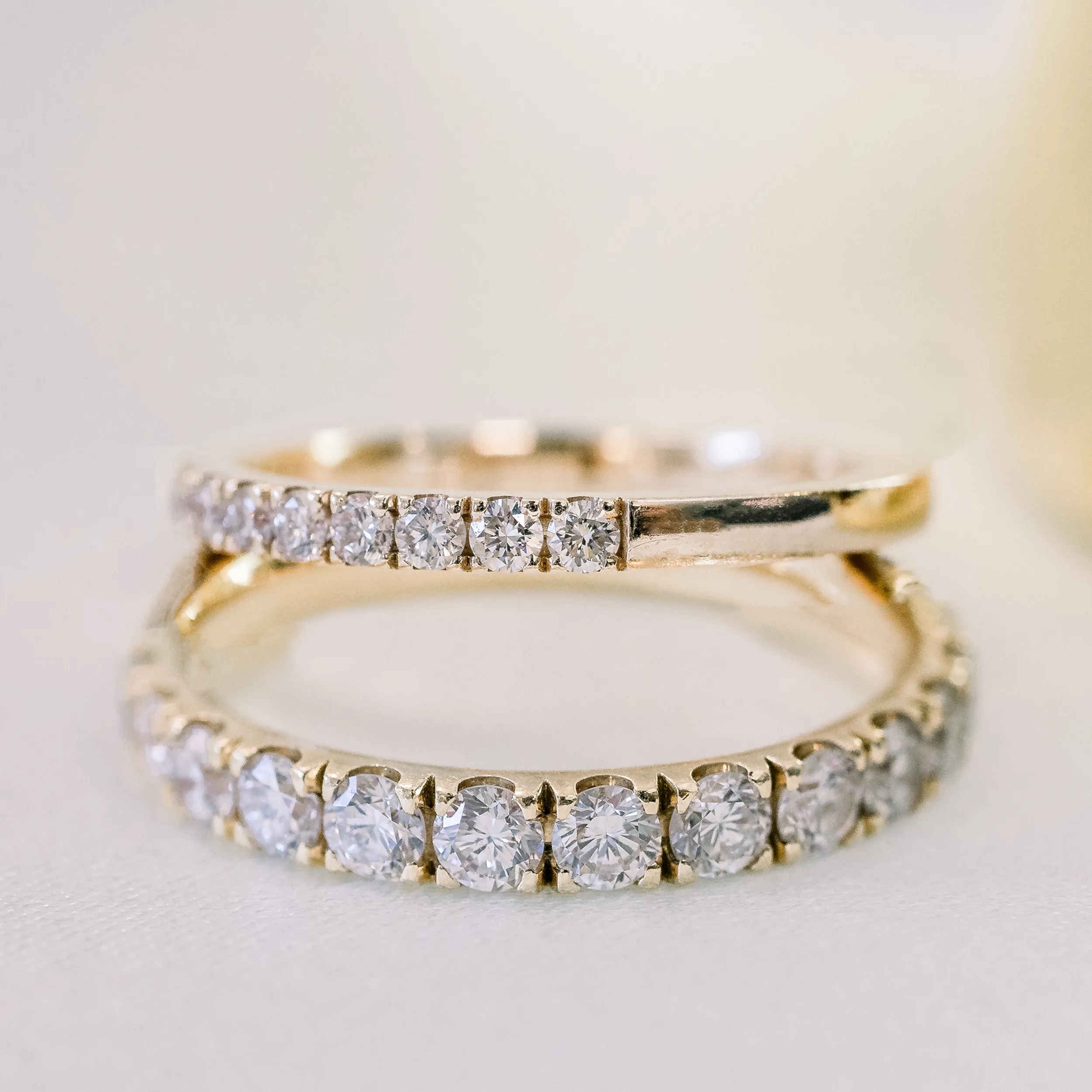 French U Round Eternity Band featuring High Quality Lab Diamonds (Profile View)