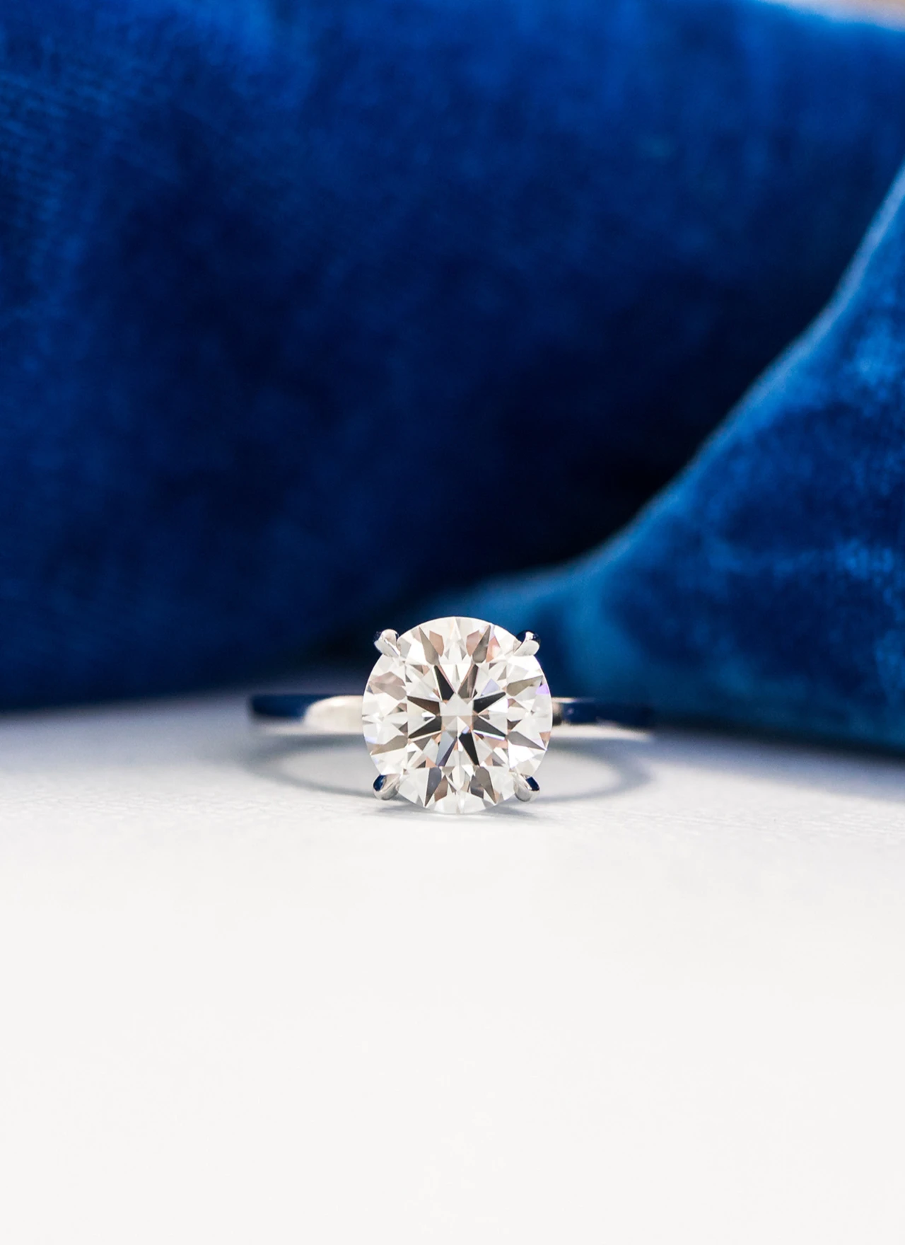 2.5 Carat Synthetic Diamonds set in White Gold Round Classic Four Prong Solitaire (Main View)