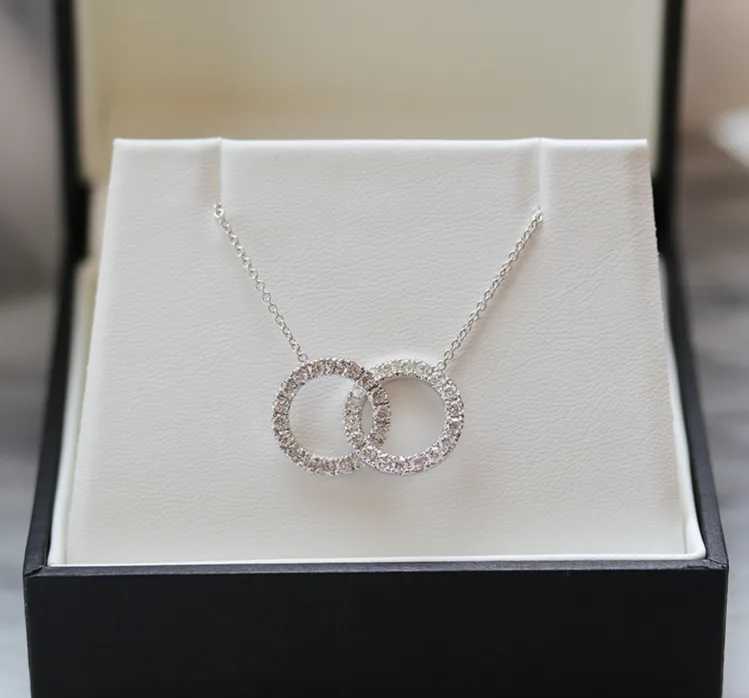 Open Interlocking Hoop Lab Created Diamond Necklace in Platinum