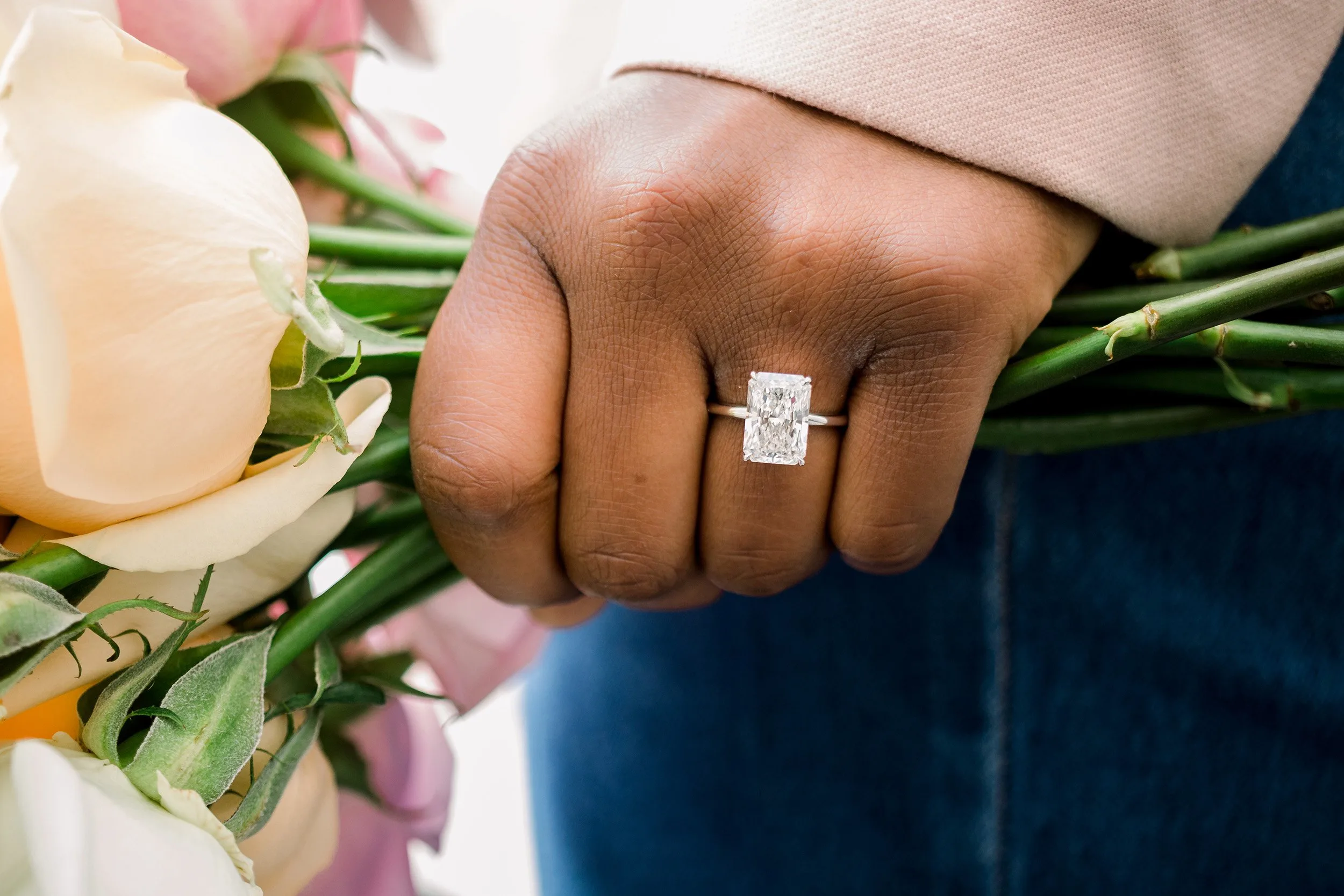 5 carat radiant cut lab diamond solitaire engagement ring