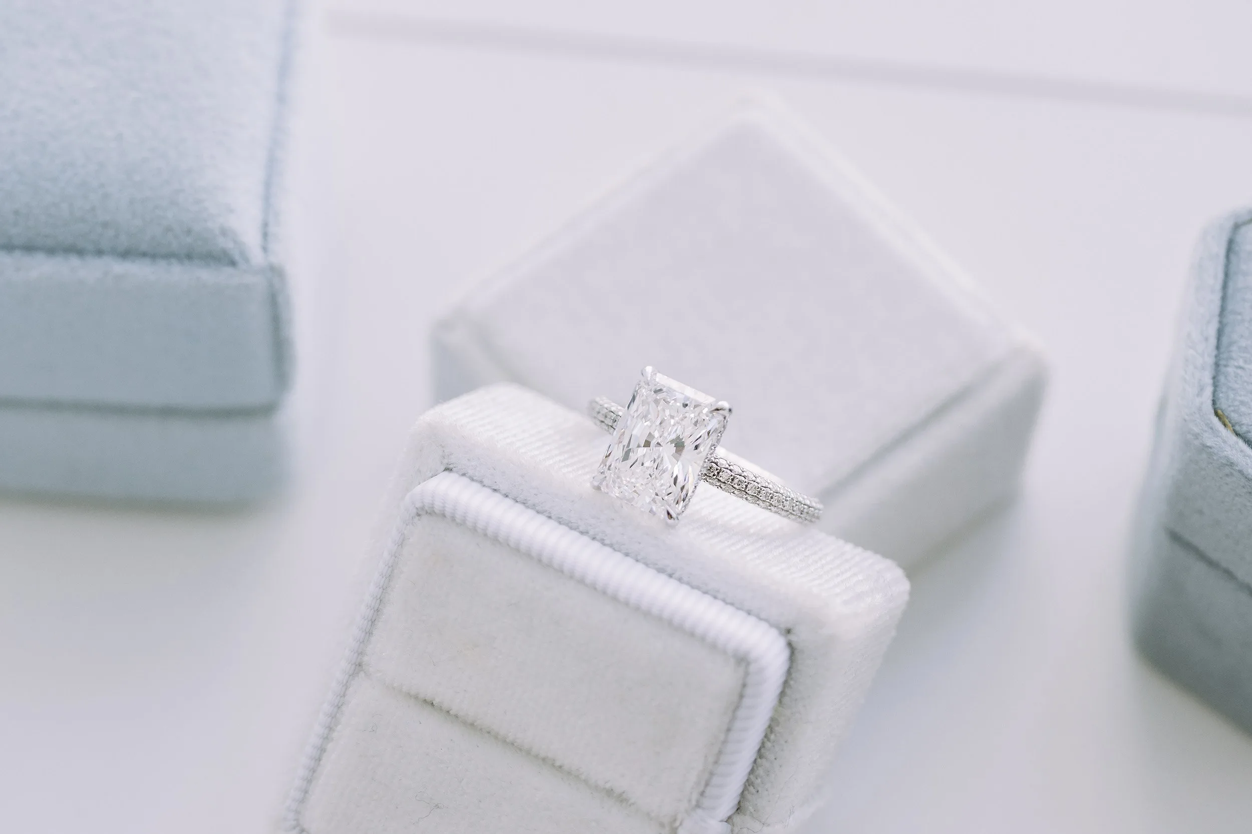 3.5 ct radiant lab diamond engagement ring with micropave band platinum ada diamonds design ad 172