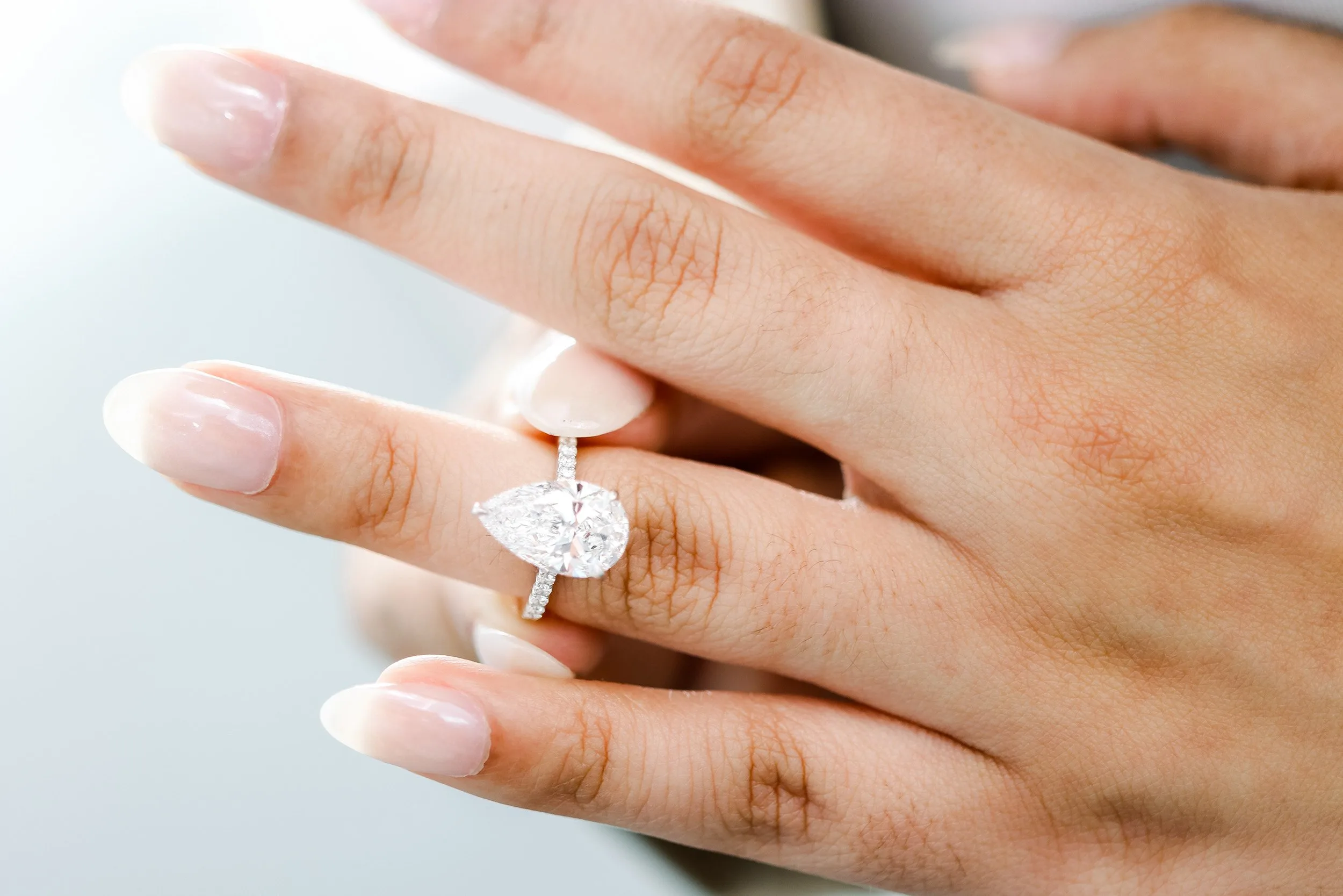pear lab diamond 3.5ct diamond band engagement ring platinum ada diamonds desing ad355